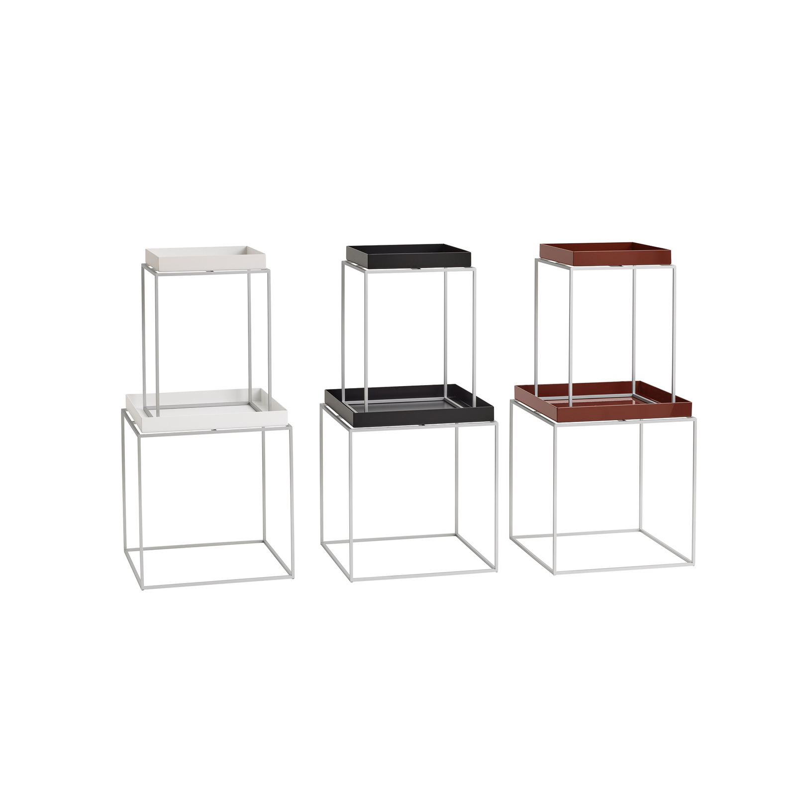 Table d'appoint Tray noire/grise 40 x 40 cm, acier/silicone - HAY Table d'appoint Tray noire/grise 40 x 40 cm, acier/silicone - HAY