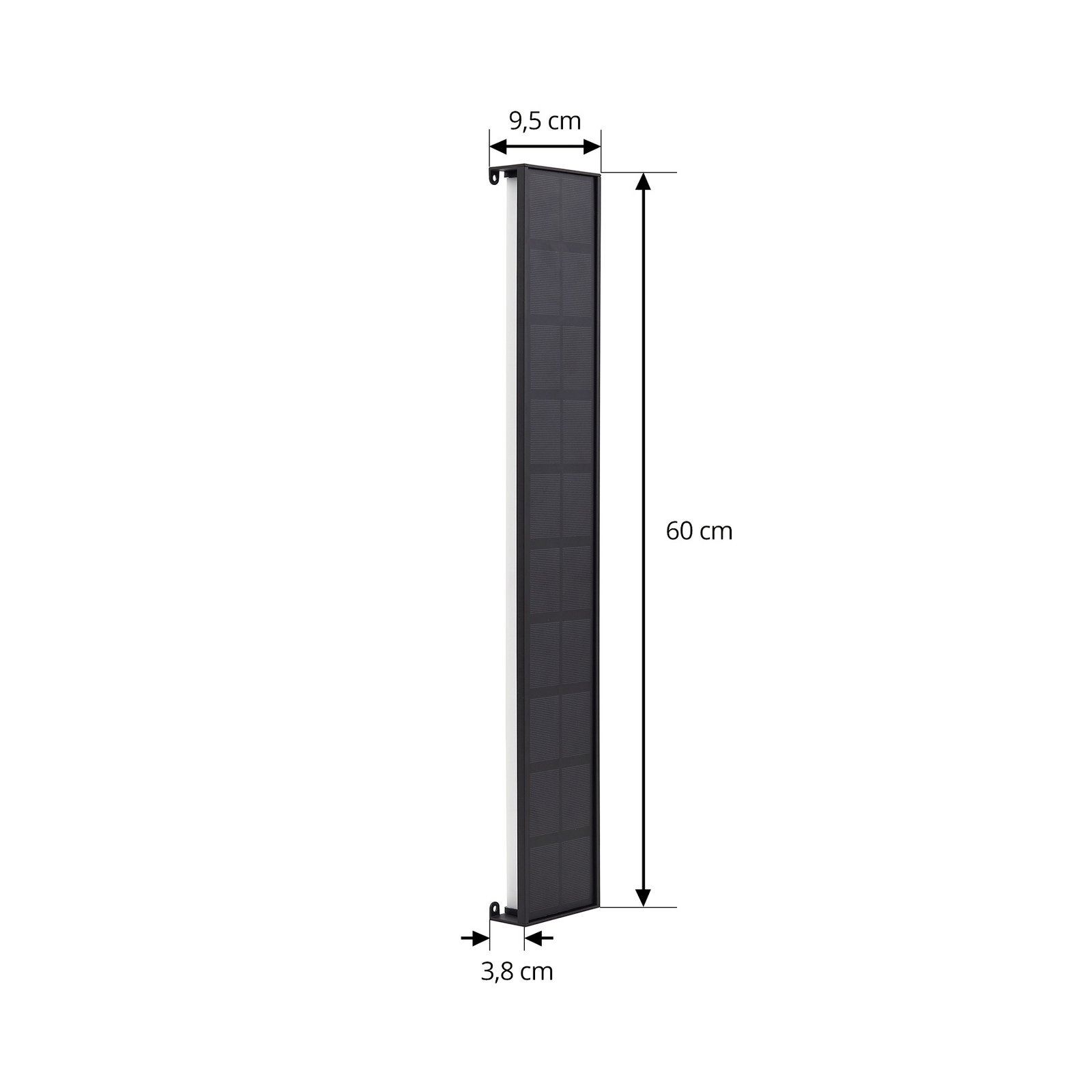 Candeeiro de parede solar Lindby LED Laarni, regulável, IP54, preto