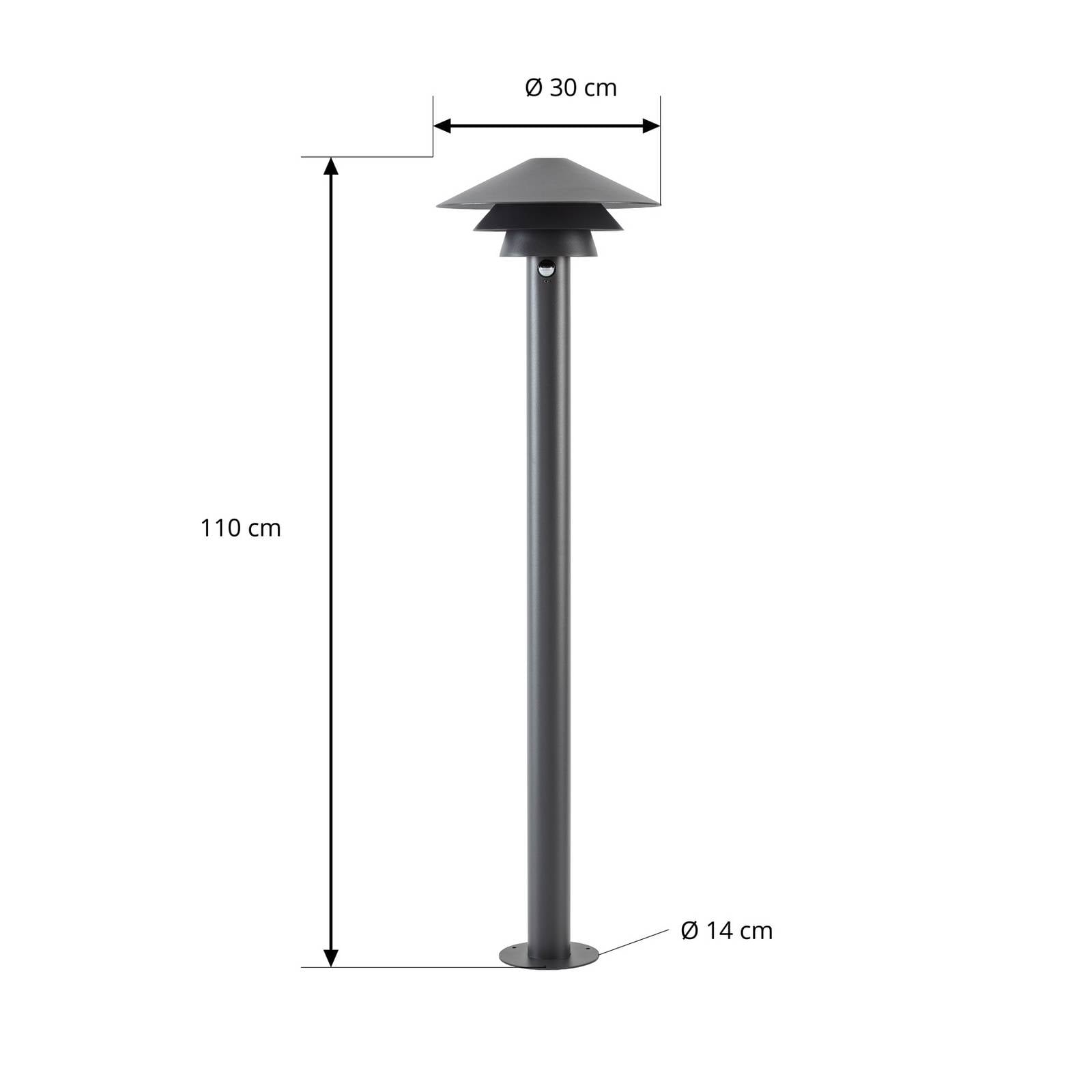 Słupek oświetleniowy LED Lucande Montaro, 110 cm, antracyt, czujnik