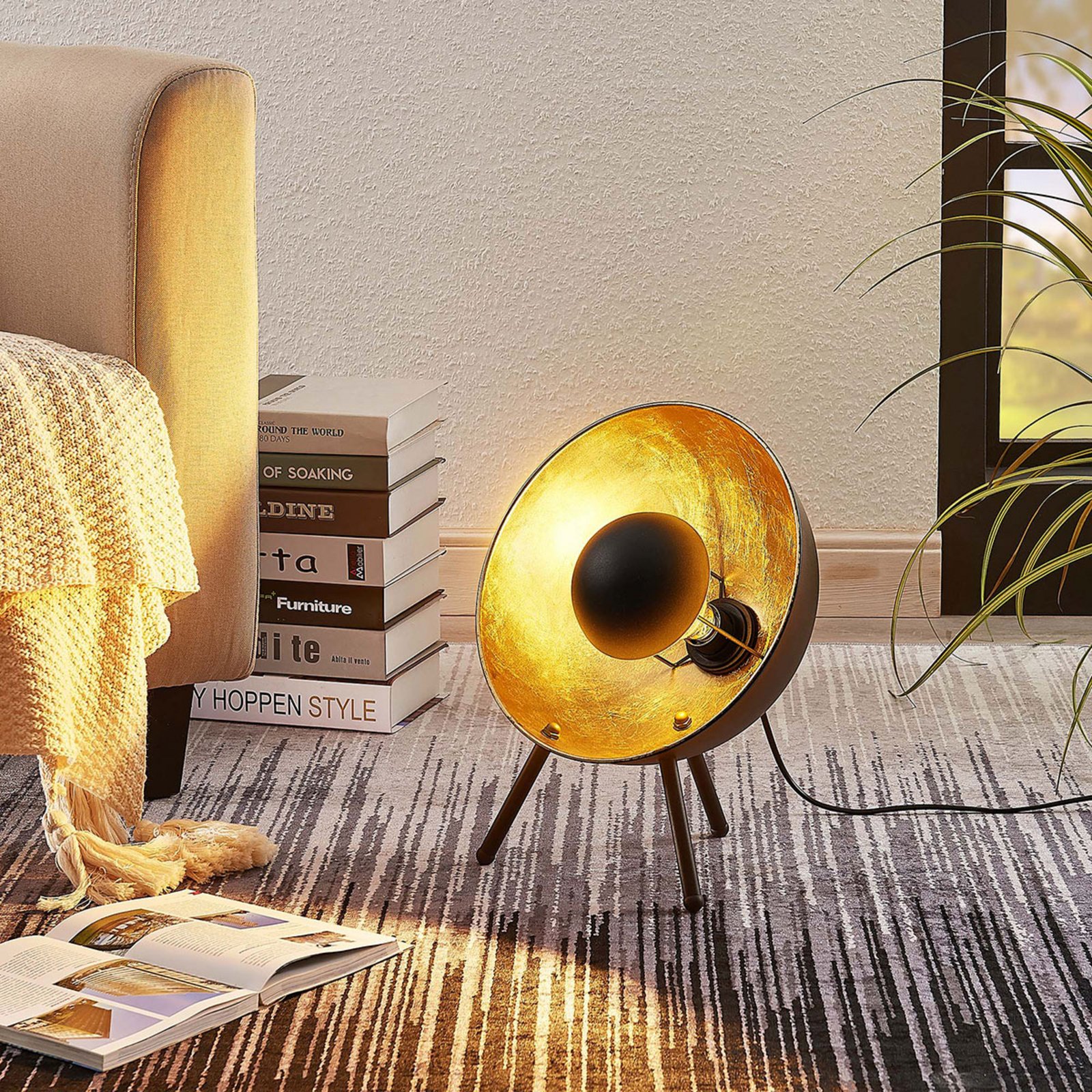 Muriel Stolní Lampa H38 Black/Gold - Lindby