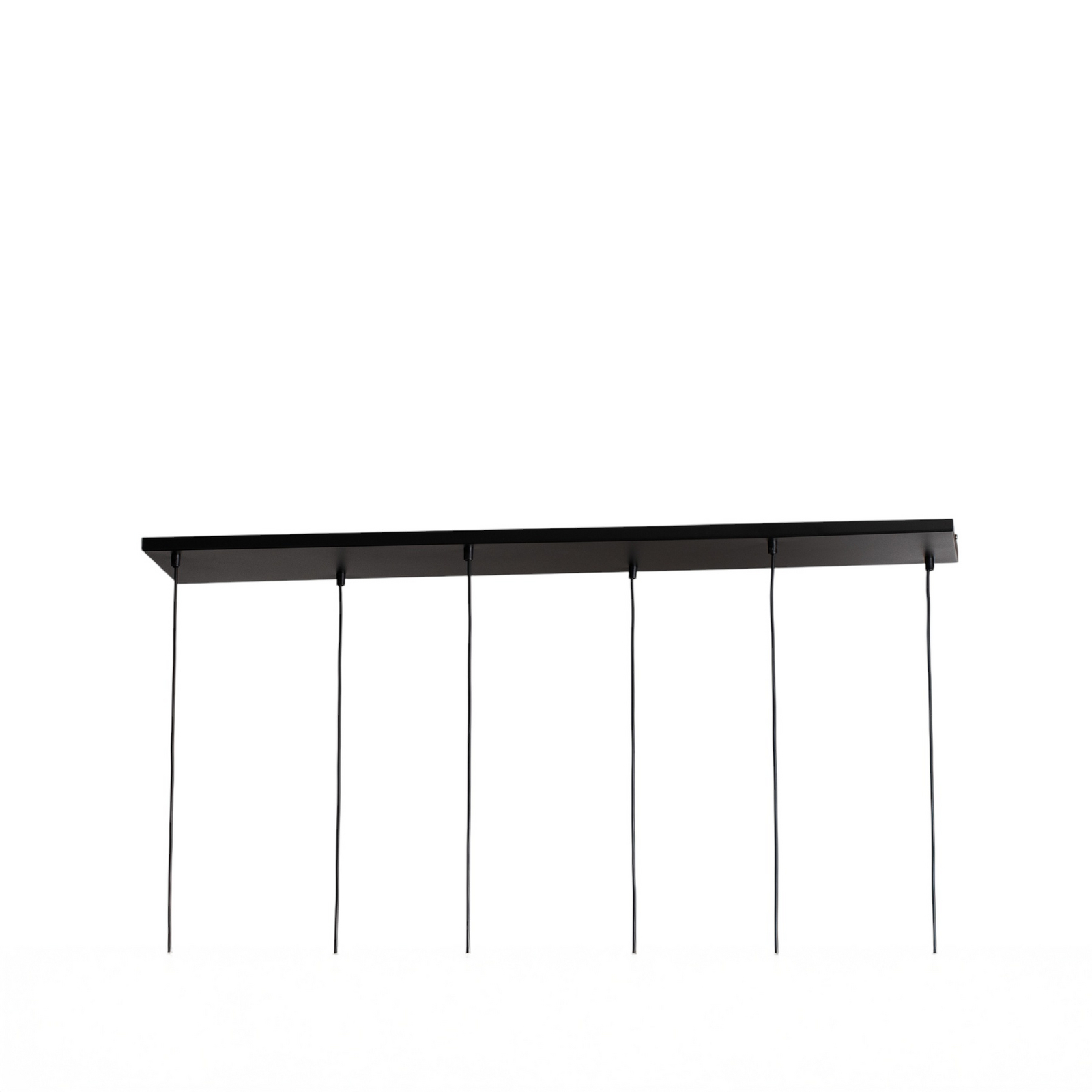 Verdi hanging light, length 115 cm, black/opal, glass, 6-bulb.