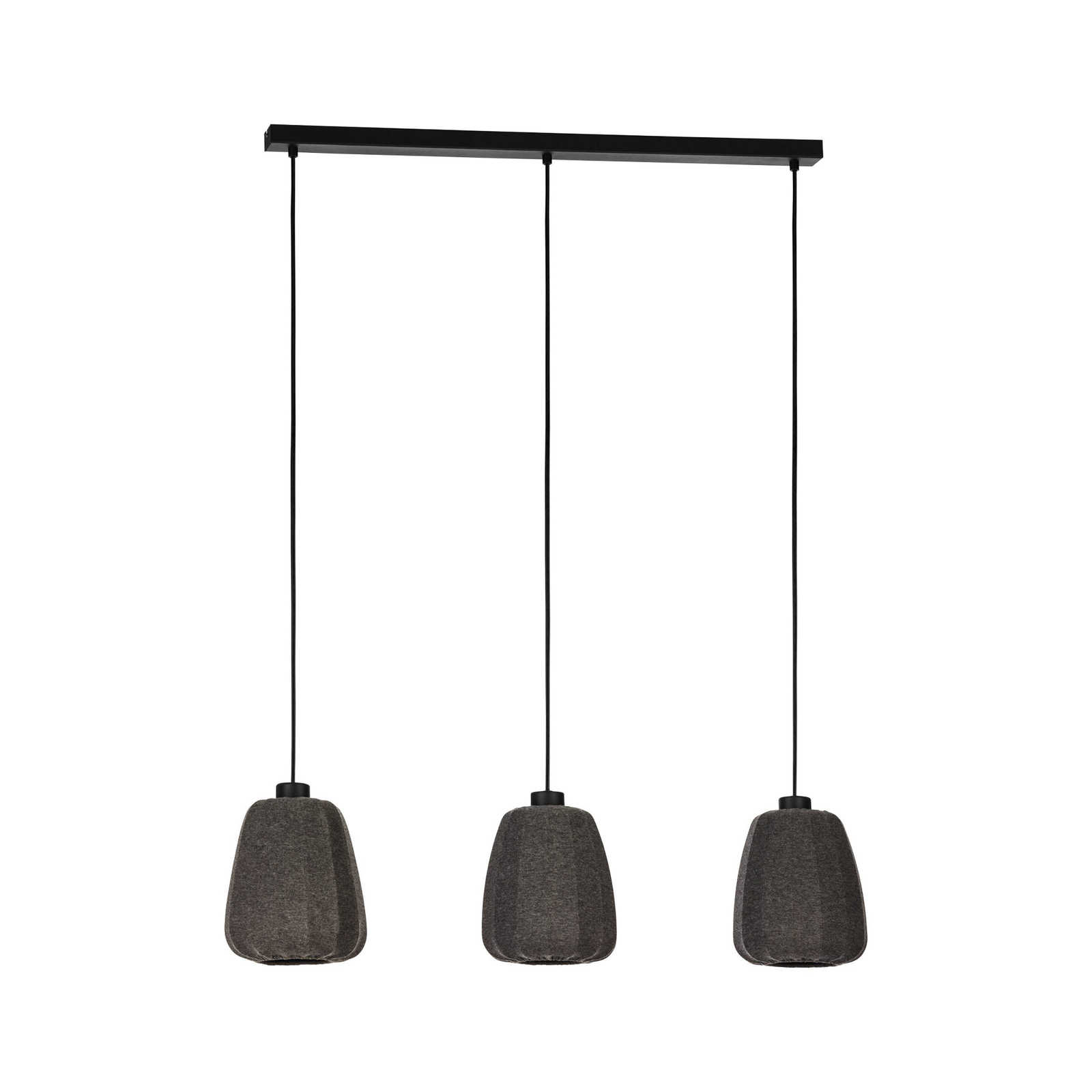 Barlaston hanging light, fabric-lampshade, 3-bulb