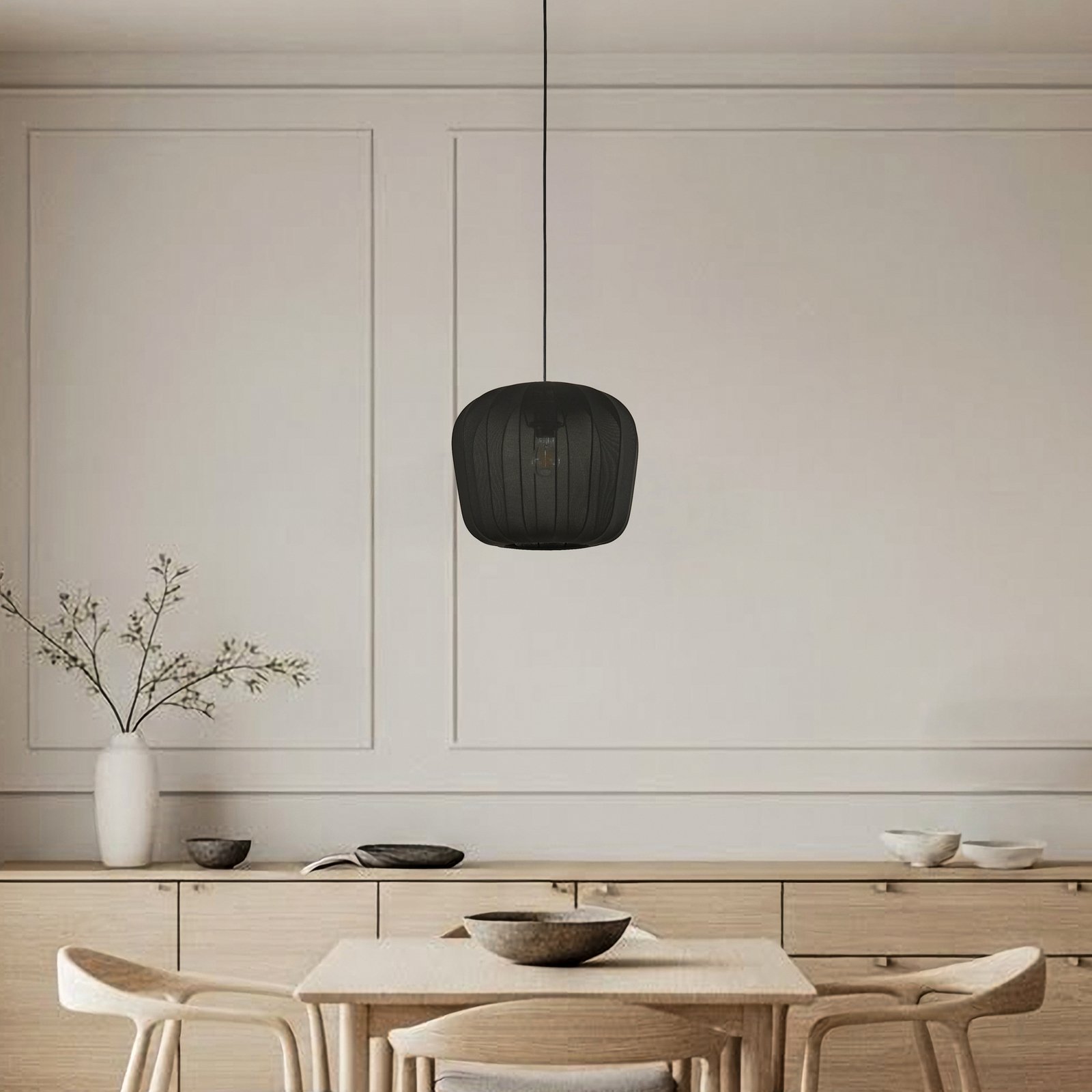 Lindby lampada a sospensione Helin, nero, Ø 35 cm, tessuto
