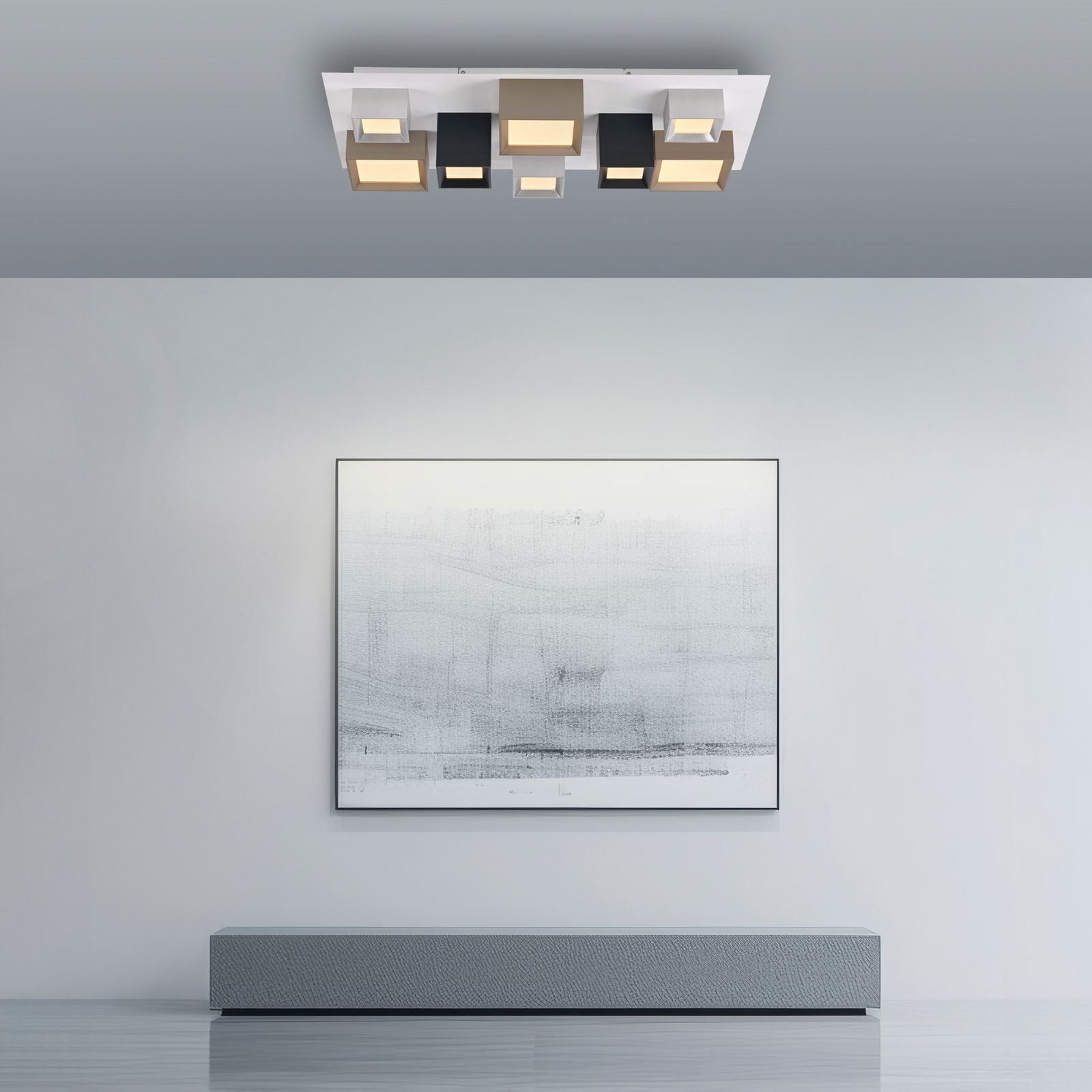 LED-stropna svetilka PURE Manhatten, večbarvna, 8-žarilna, CCT