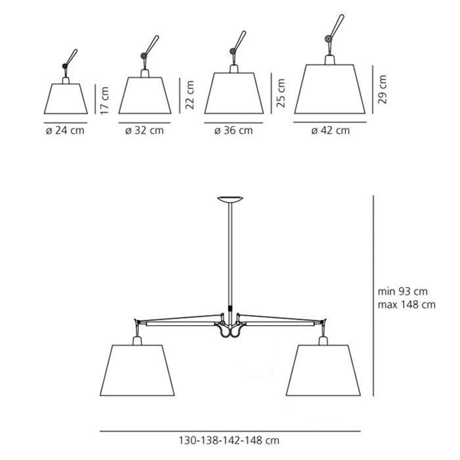 Tolomeo Basculante Lustră Pendul ø360 Satin - Artemide