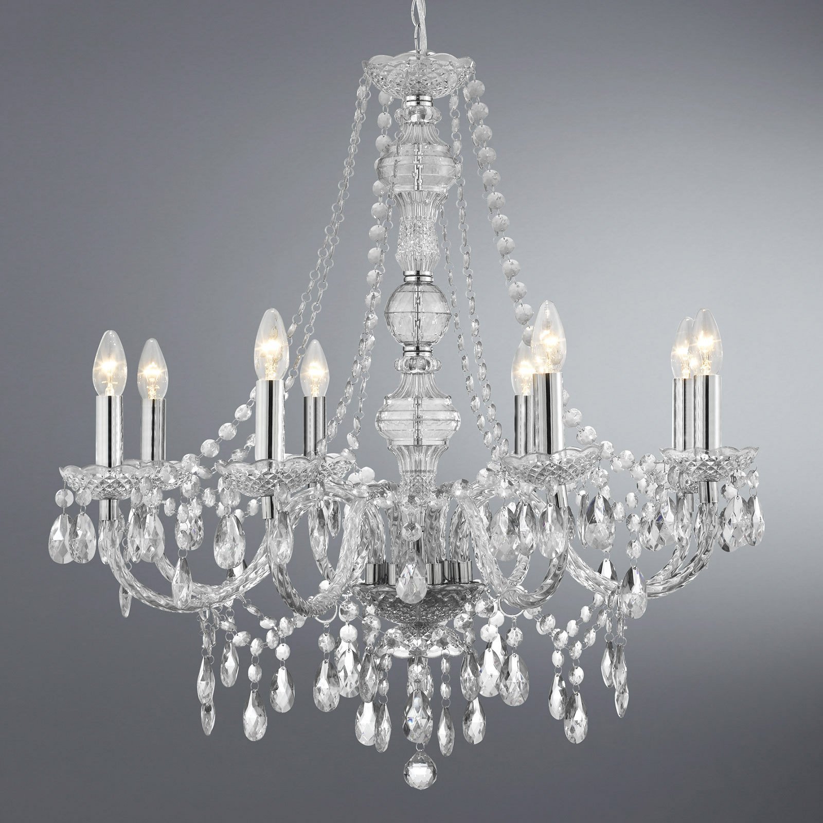 Searchlight Candelabru Marie Therese crom 8 becuri - Camera de zi / sufragerie - crom transparent - Plastic