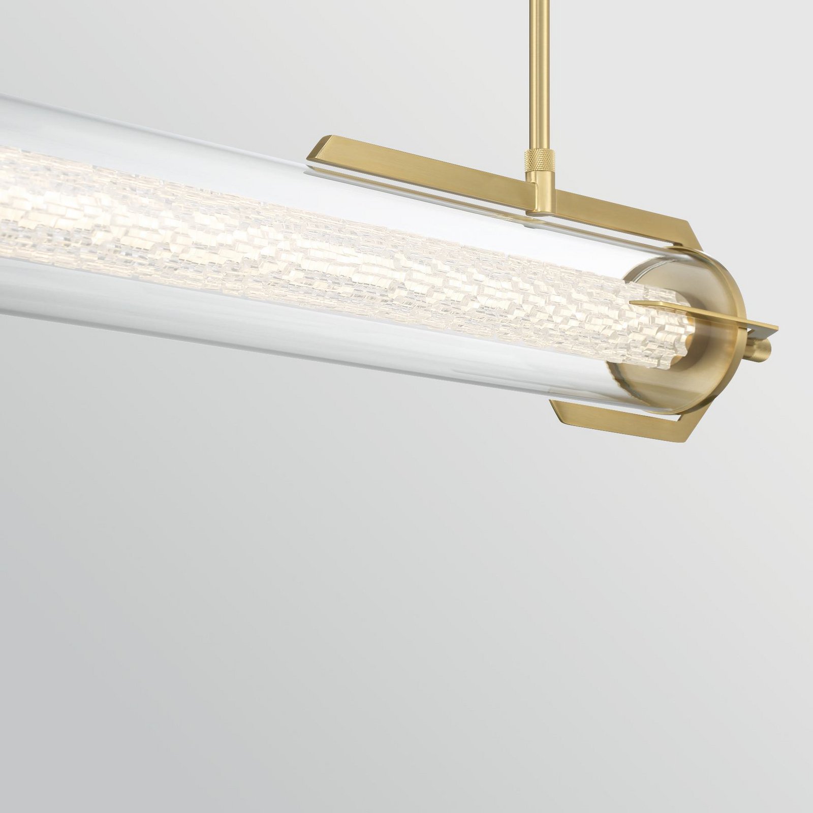 ESPADA LED pendant light, brushed gold, 122 cm, metal/glass