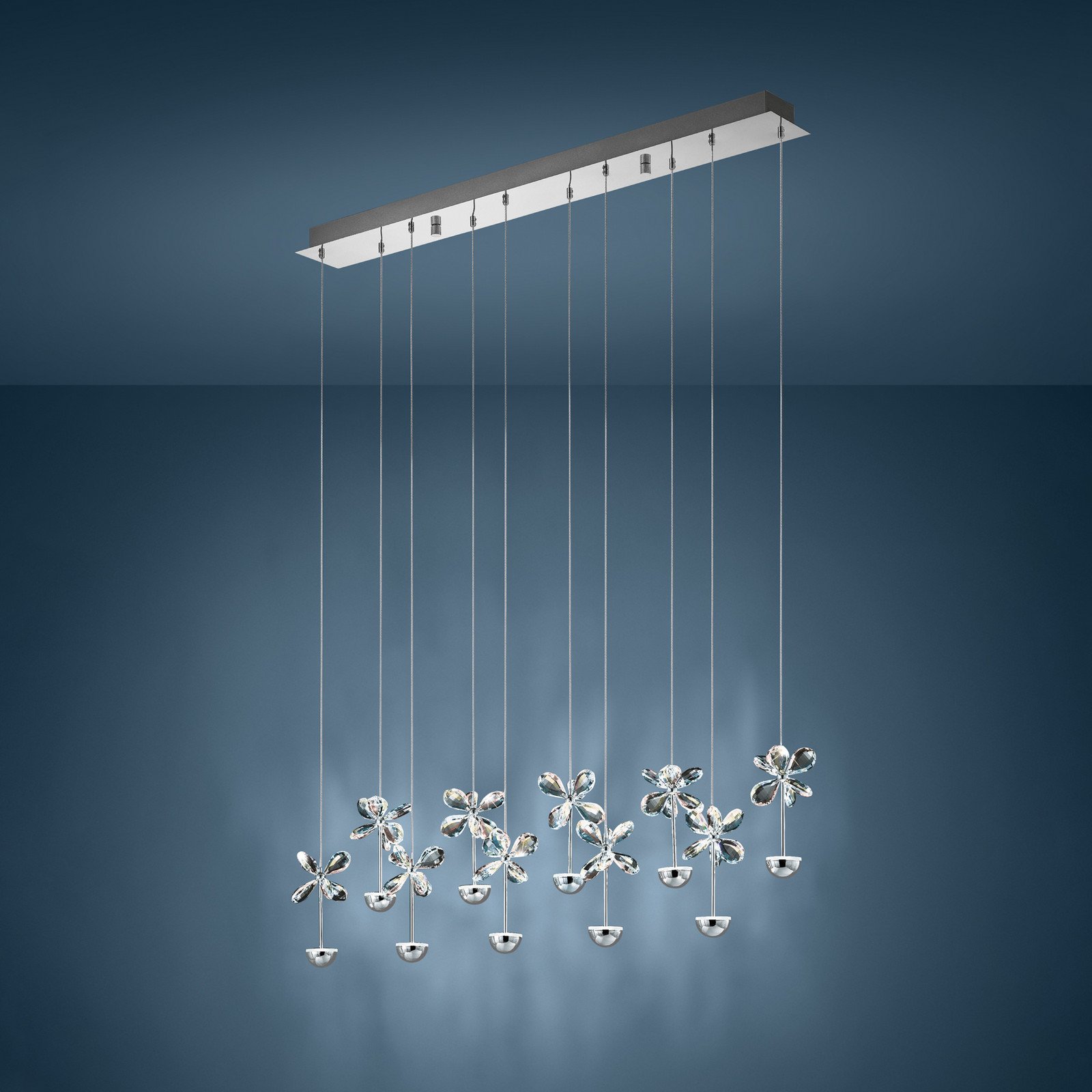 EGLO Stars Of Light LED-Pendel Pianopoli crom lungime 87 cm - Camera de zi / sufragerie - Design - crom transparent - Oțel inoxidabil