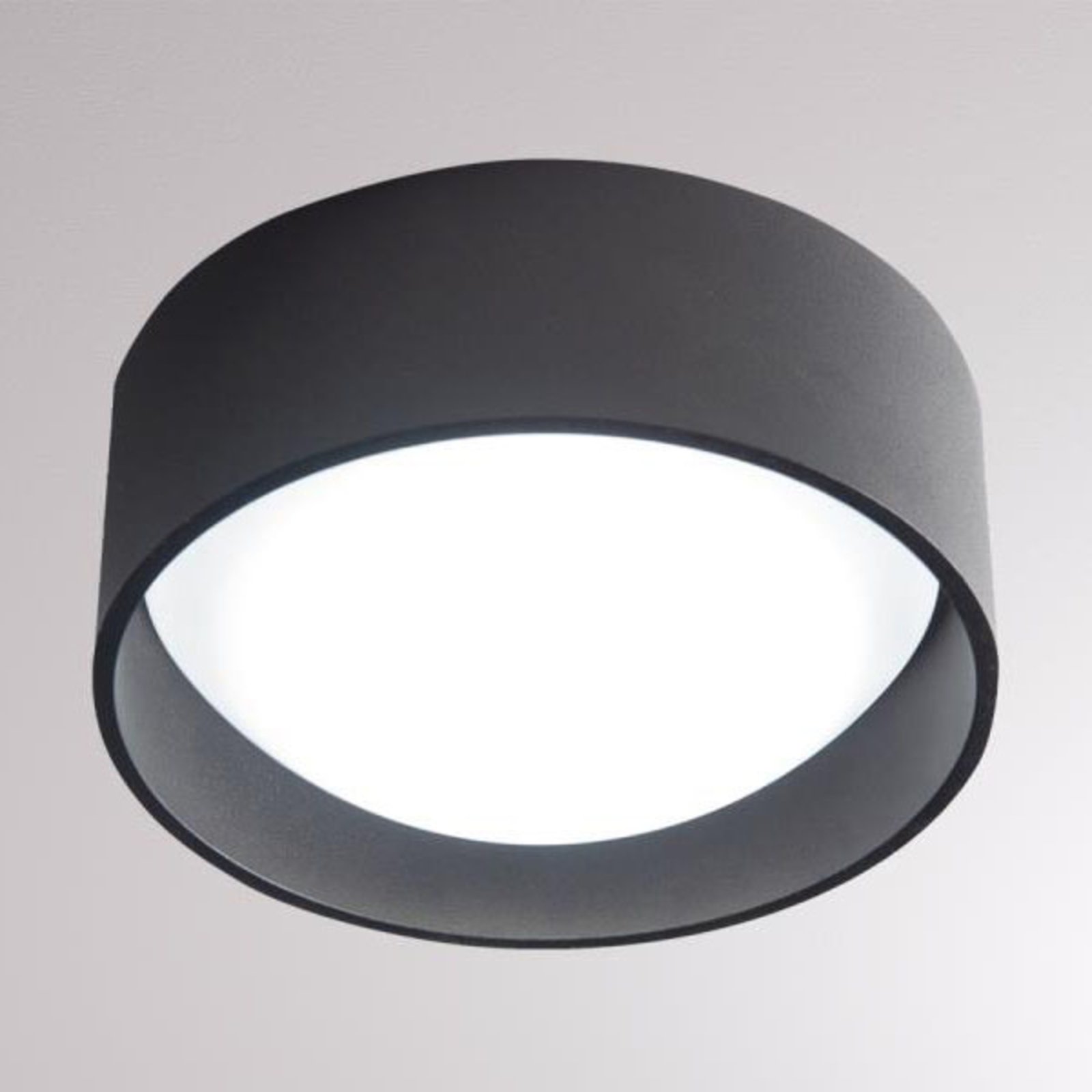 LOUM Yura LED ceiling light black, for Living / Dining Room, aluminium, 20 W, energy efficiency: A+, H: 5.8 cm