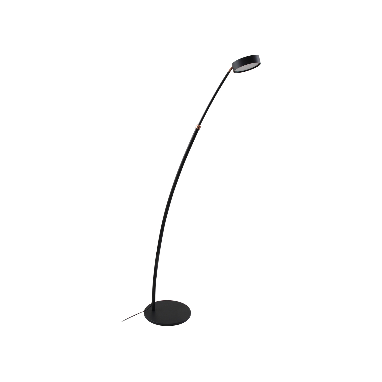 Lucande Boga LED oblúková stojacia lampa, pieskovo čierna, stmievateľná