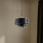 Hängeleuchte Lima, schwarz/gold, Stoff, Metall, Ø 32 cm