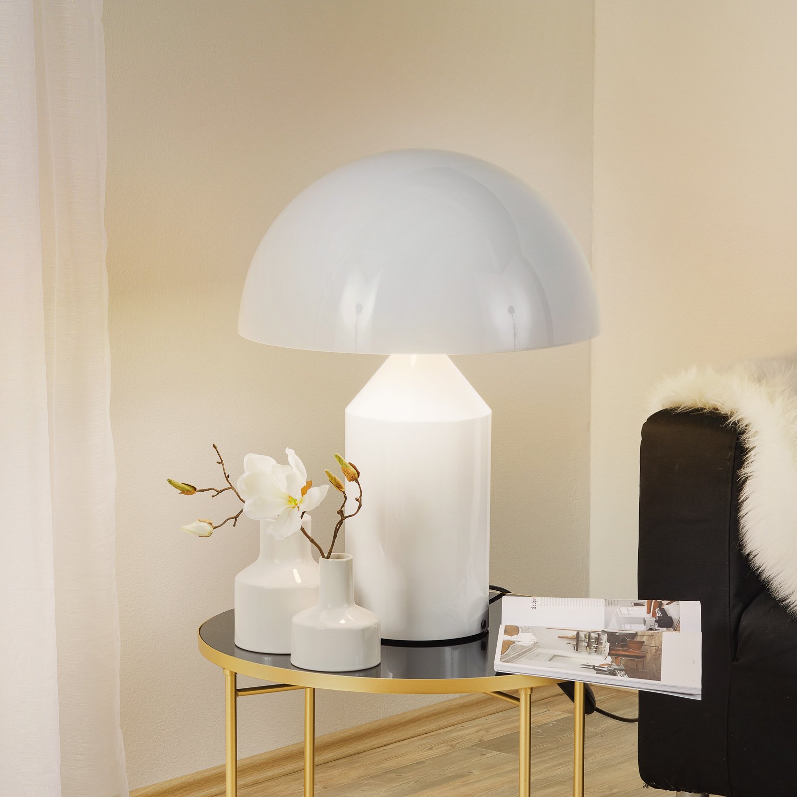 Oluce Atollo lampe à poser variateur Ø 50 cm blanc