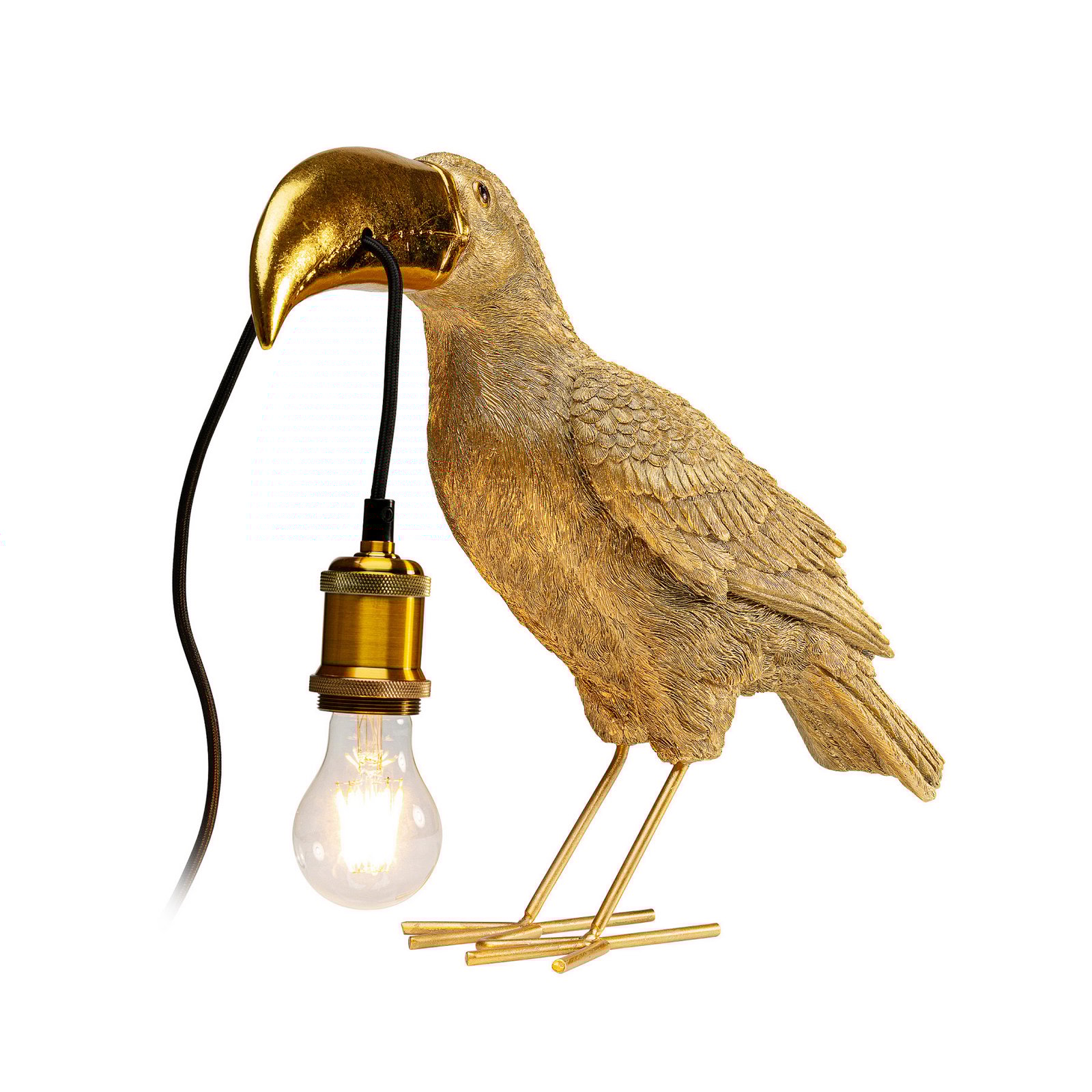 Kare laualamp Toucan, kuldne, kõrgus 42 cm, E27