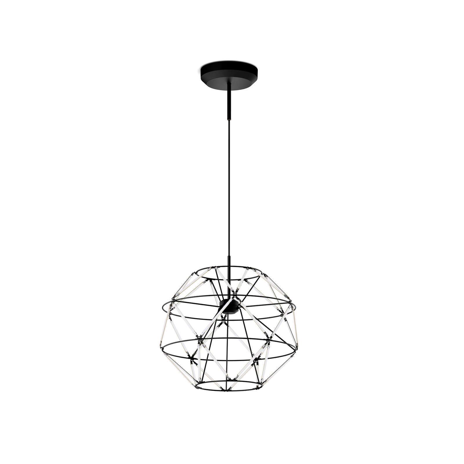 Suspension LED Euclide, noir, métal, largeur 35 cm