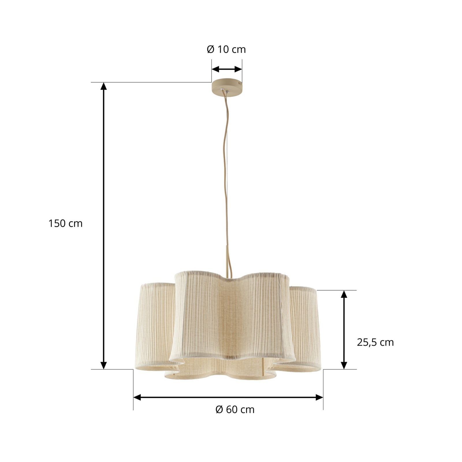 Lindby Lorna lógó világítás, bézs, vászon, Ø 60 cm