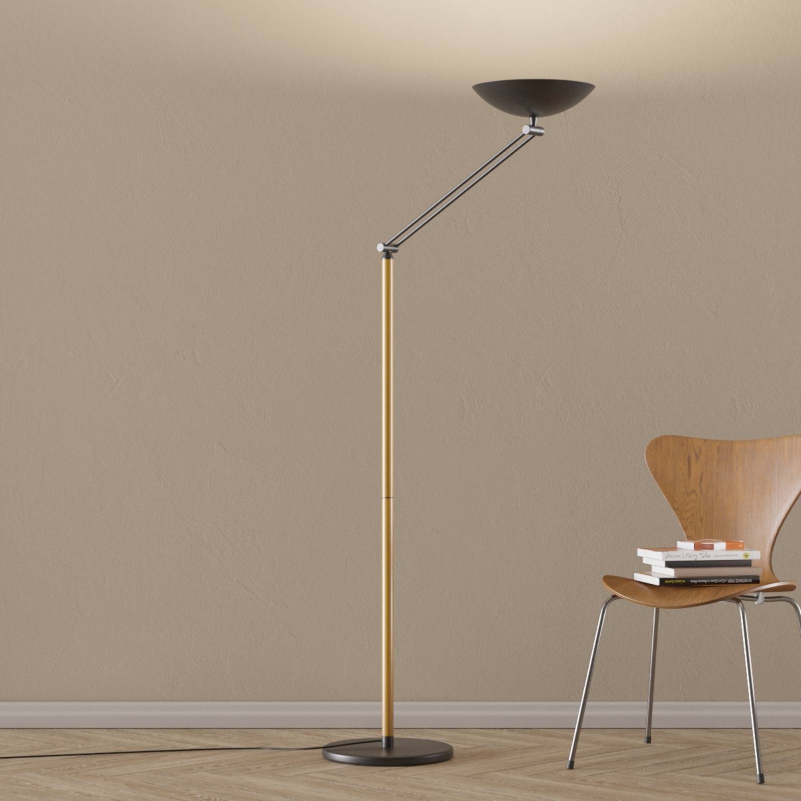 E-shop LED stojacia lampa osvetľujúca strop Lib V, čierna