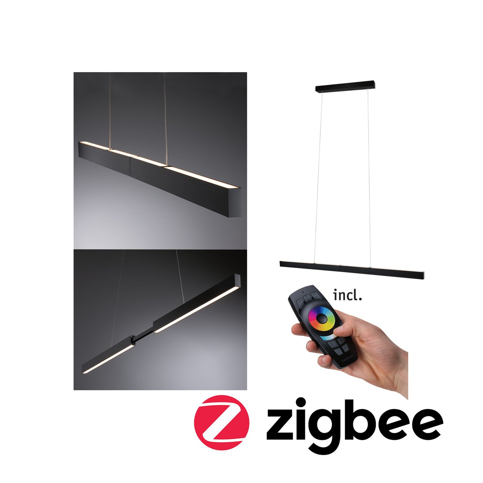 Paulmann Aptare suspension LED, ZigBee, noire