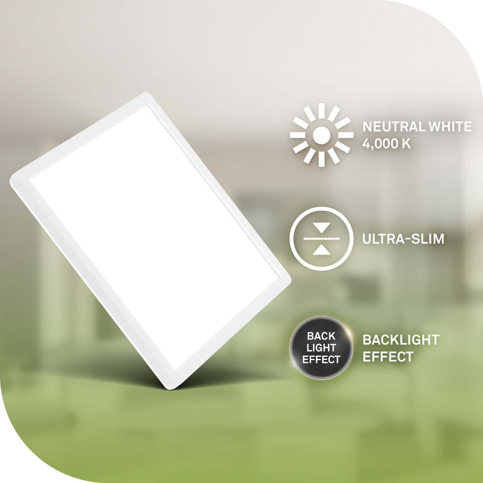 Plafonnier LED Tava A, 29x29 cm, plastique, blanc