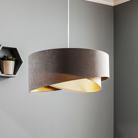 Lampada a sospensione Vivien, grigio/beige/oro