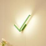 Lucande LED wall light Check, green, metal, CCT, dimmable