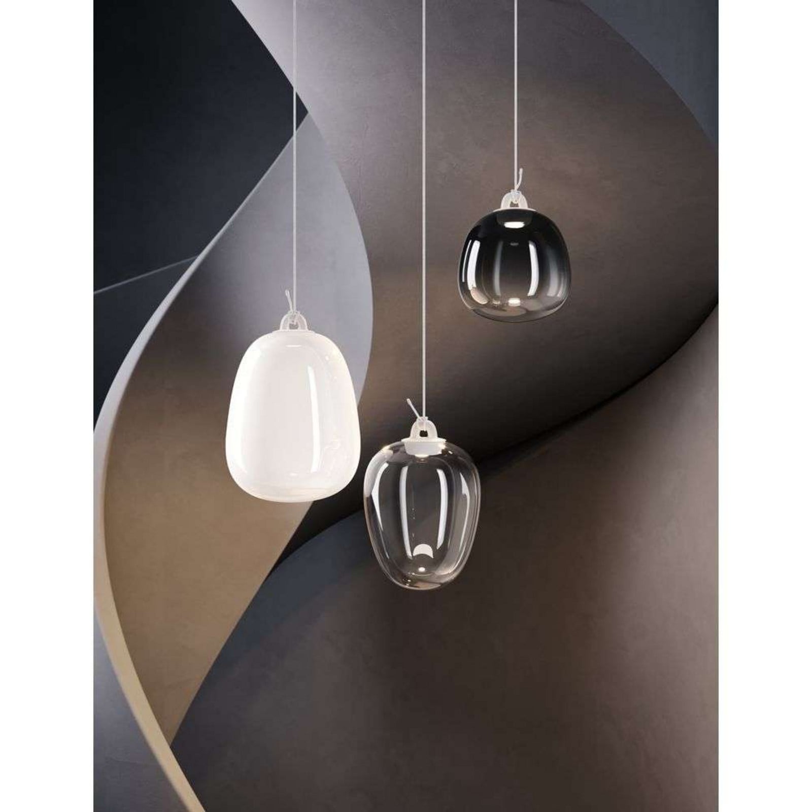 Oblò Pendel Small 2700K Silk Hvid/Hvid Lodes - Stue - Glas