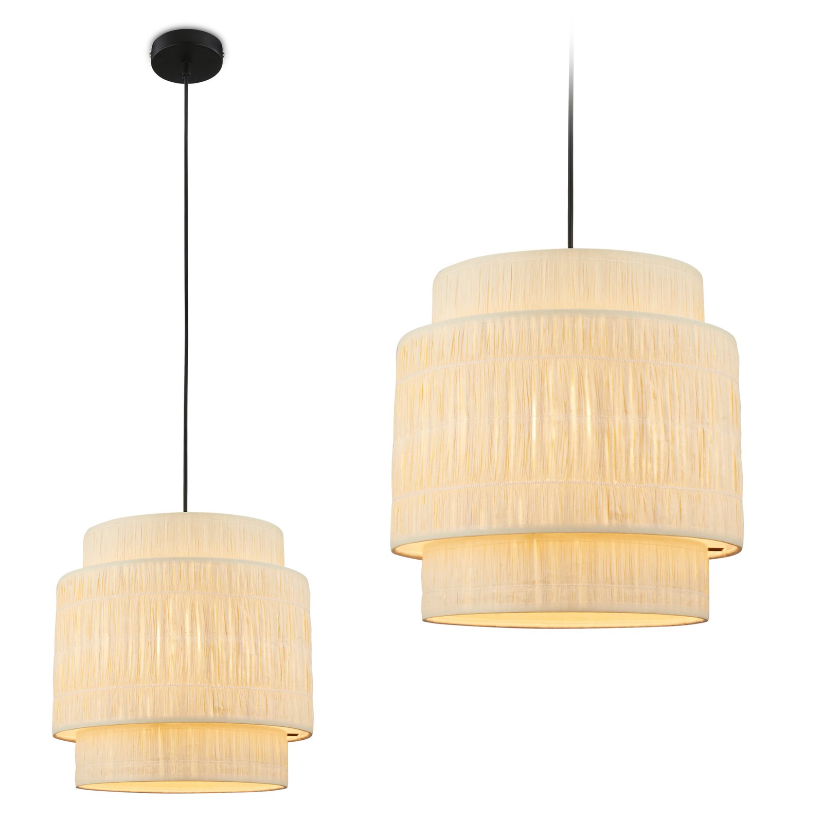 Papper pendant light, 1-bulb, natural colour, raffia, E27