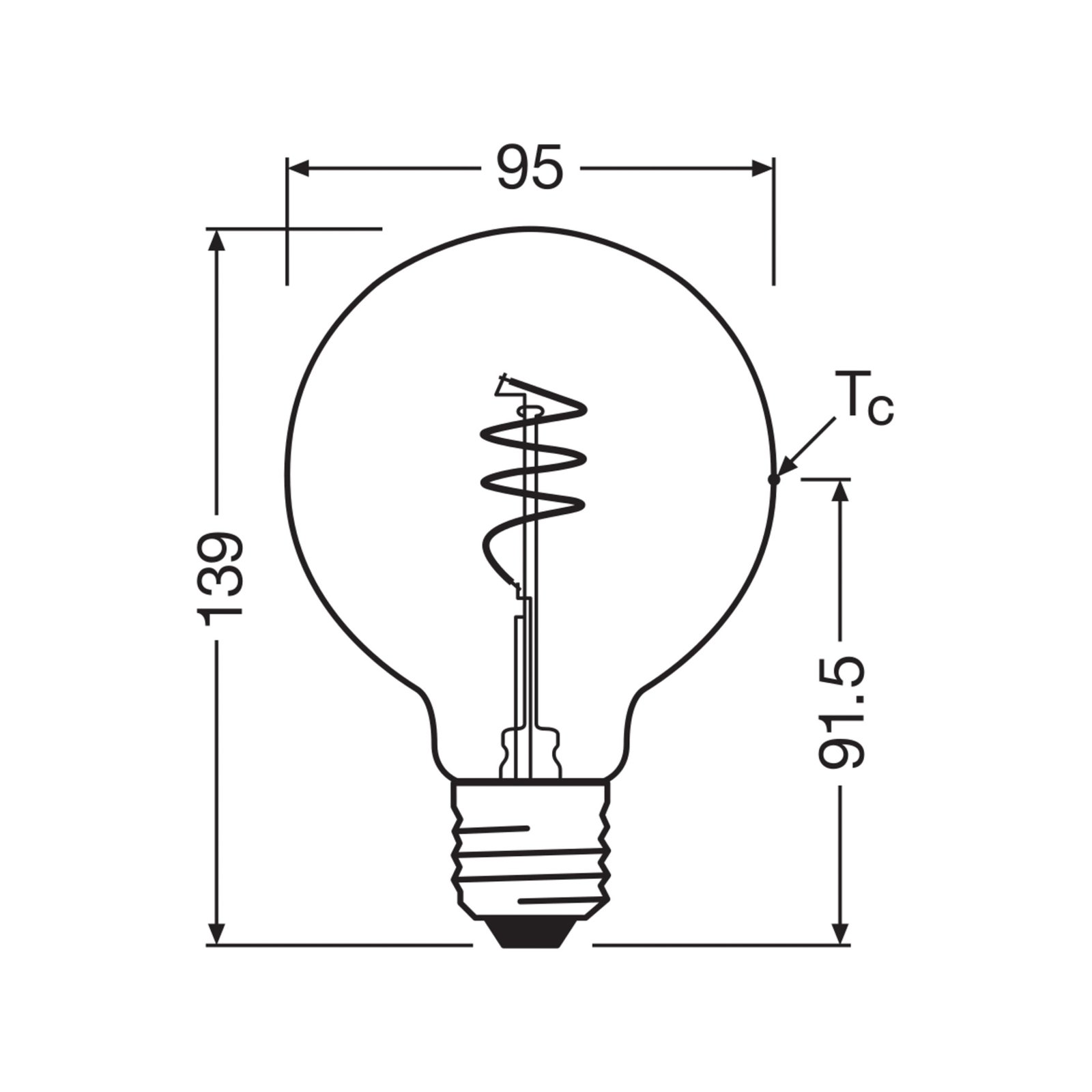 OSRAM LED Vintage G95 E27 3,4W 827 Filamento em espiral dourado