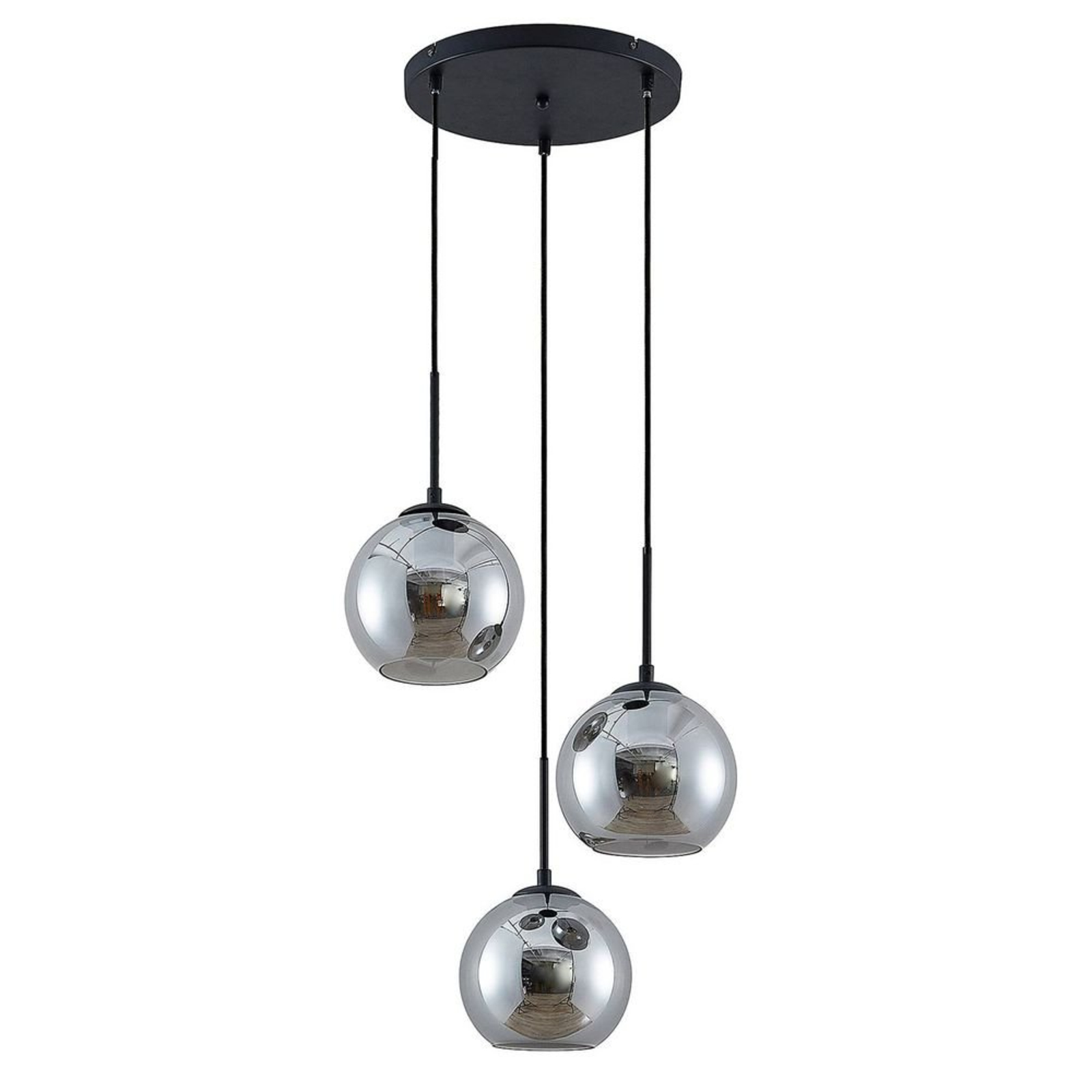 Jurian 3 Round Lustră Pendul Black/Smoke - Lindby