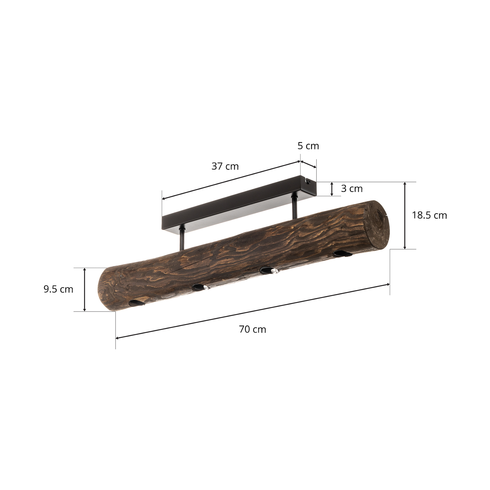 Beam 4 Plafondlamp Dark Pine Wood - Envostar