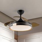 LED stropni ventilator Herón črn/zlati/dimni Ø 106 cm tih