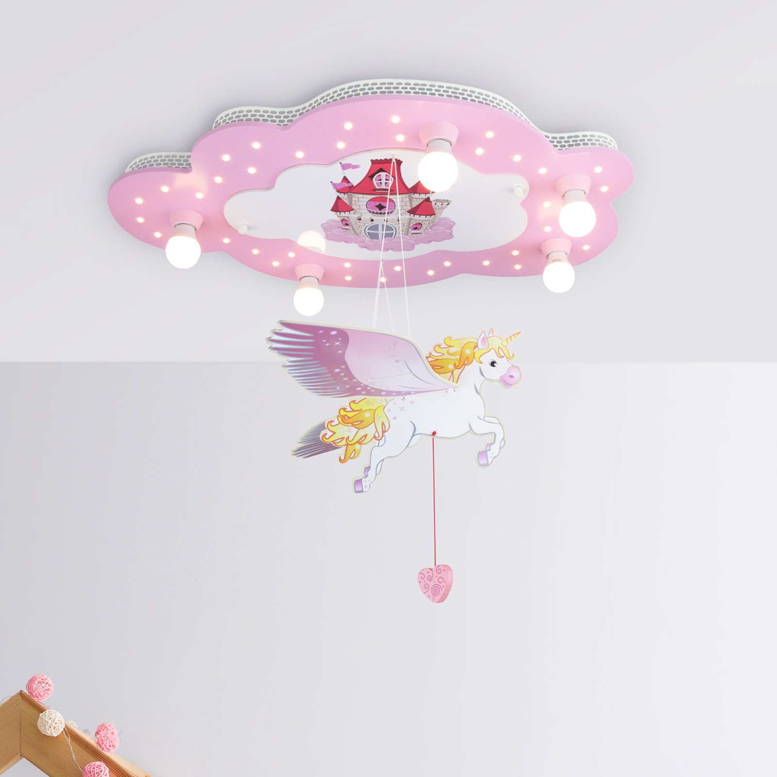Lámpara de techo unicornio Castillo para los niños