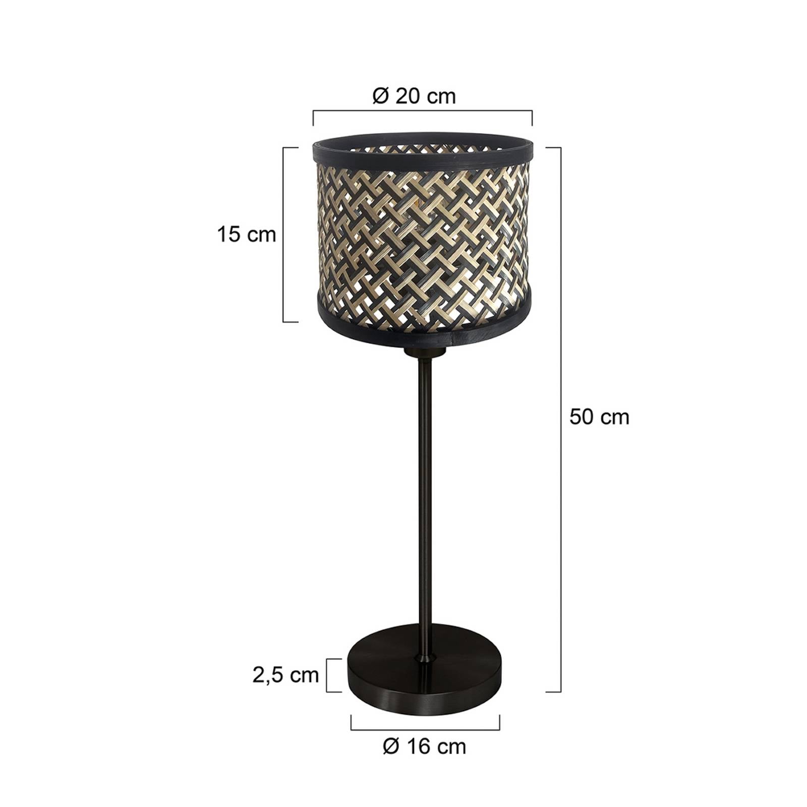 Levně Mexlite Stolní lampa Noor černá/pletenina černá-přírodní, výška 50 cm, E27