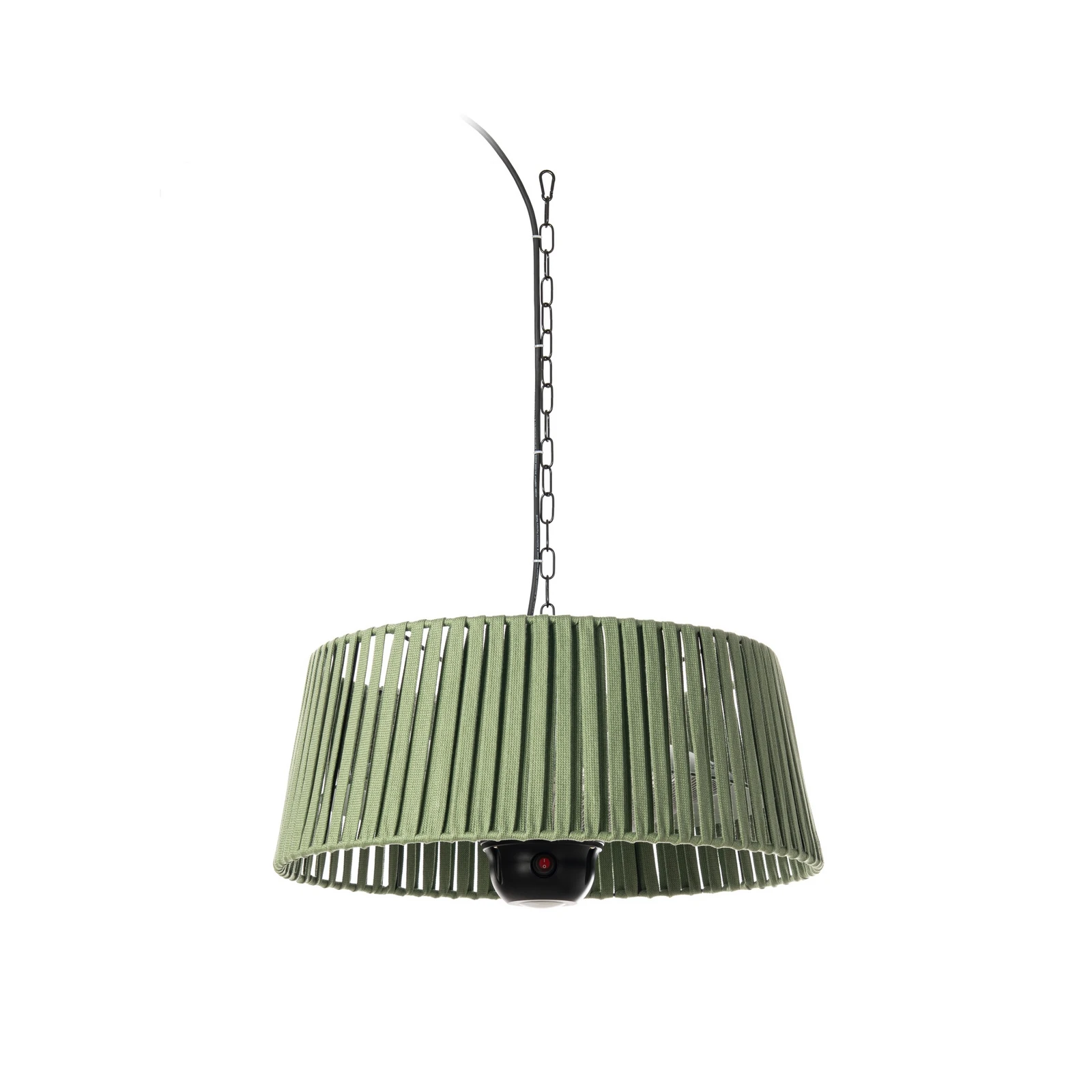 Wiszący ogrzewacz tarasowy Lucande Pyravo, zielony, aluminium, Ø 60 cm