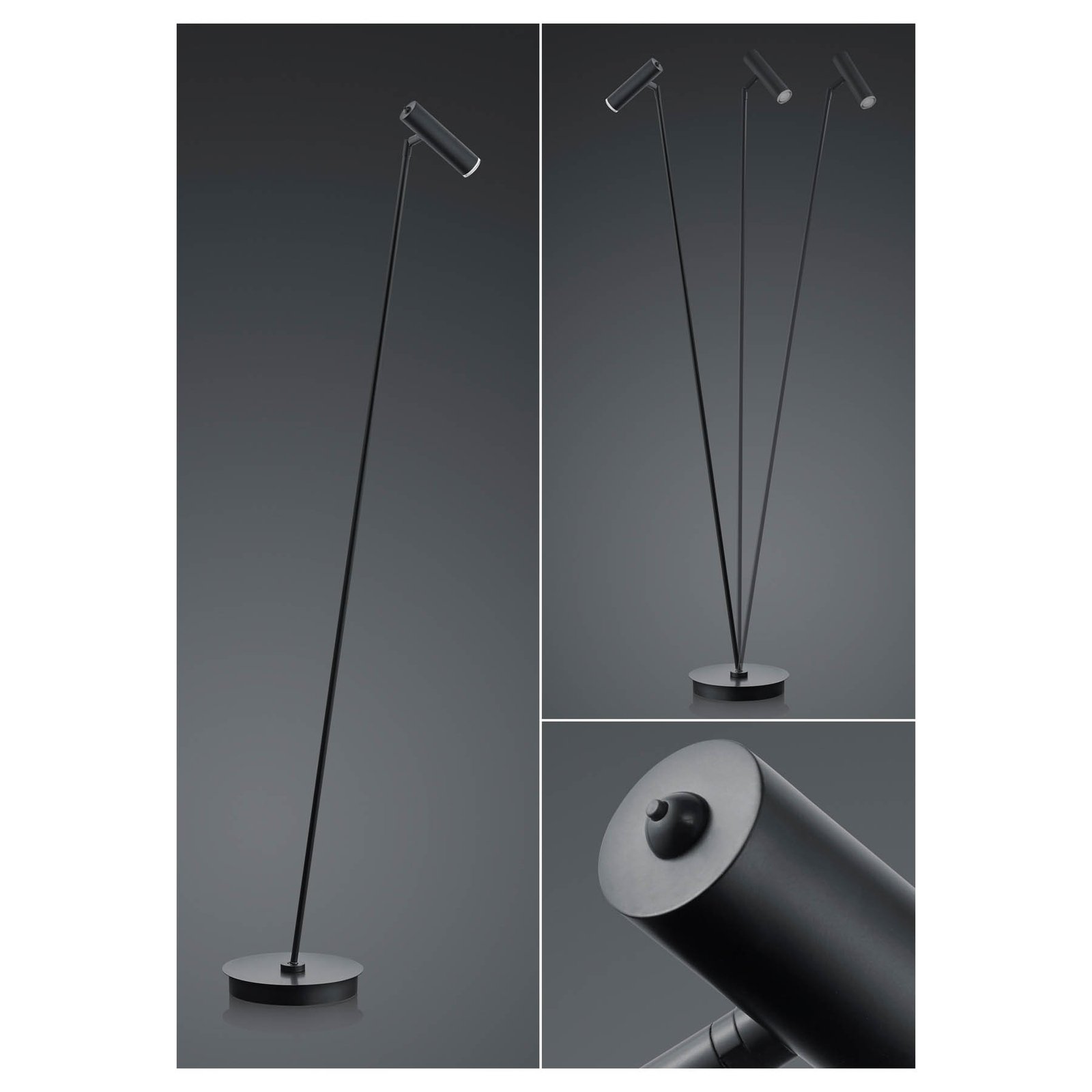 Lampadaire LED Tom, dimmable, noir