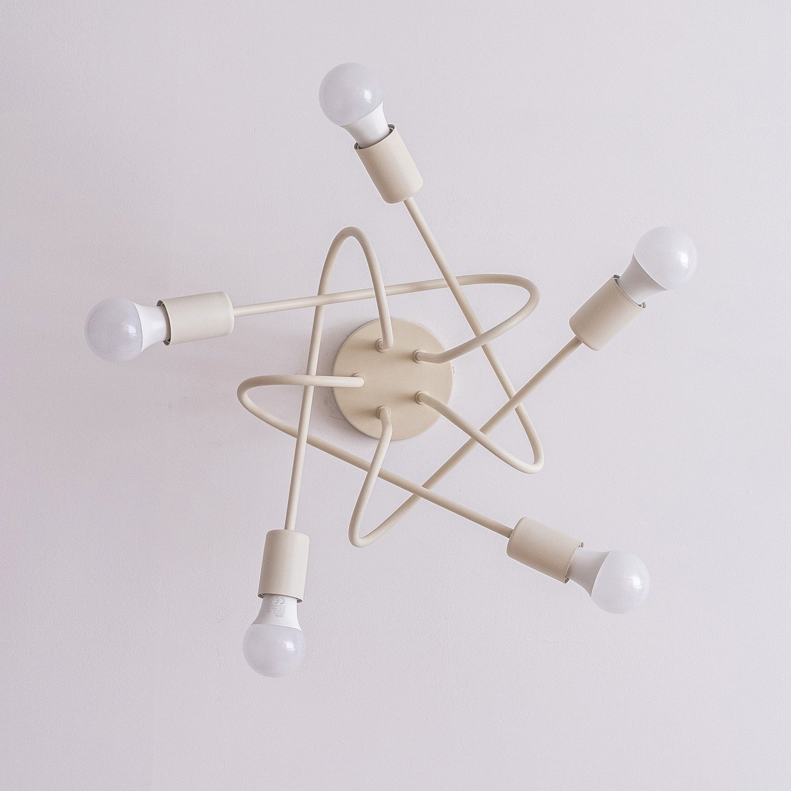 Oxford ceiling light, sand, Ø 47 cm, metal, 5-bulb, E27