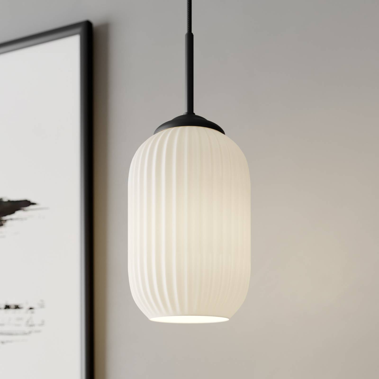 Szklana lampa wisząca Dyberg Larsen Riflet, Ø 14 cm