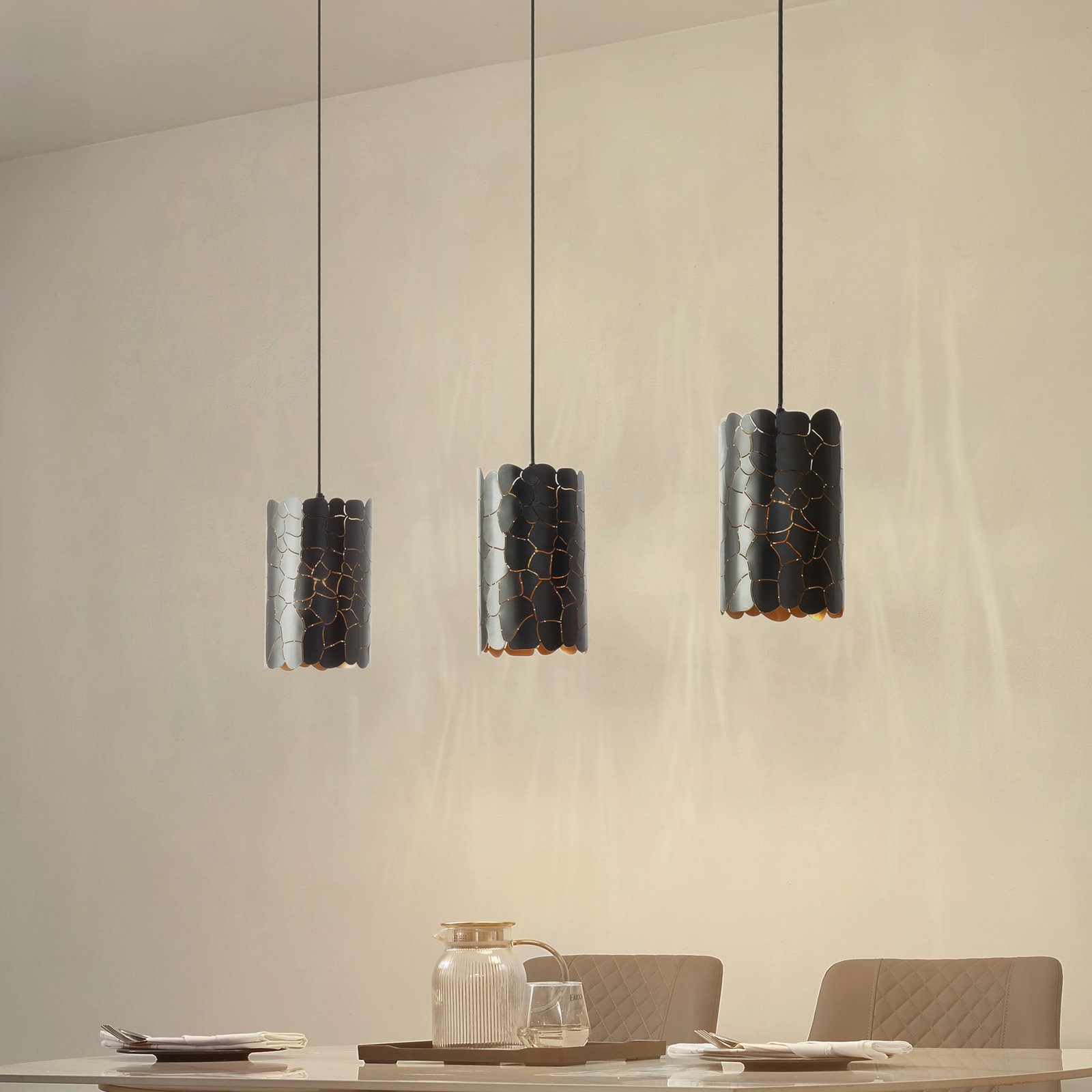 Aralena 3 Suspension Noir/Or - Lindby