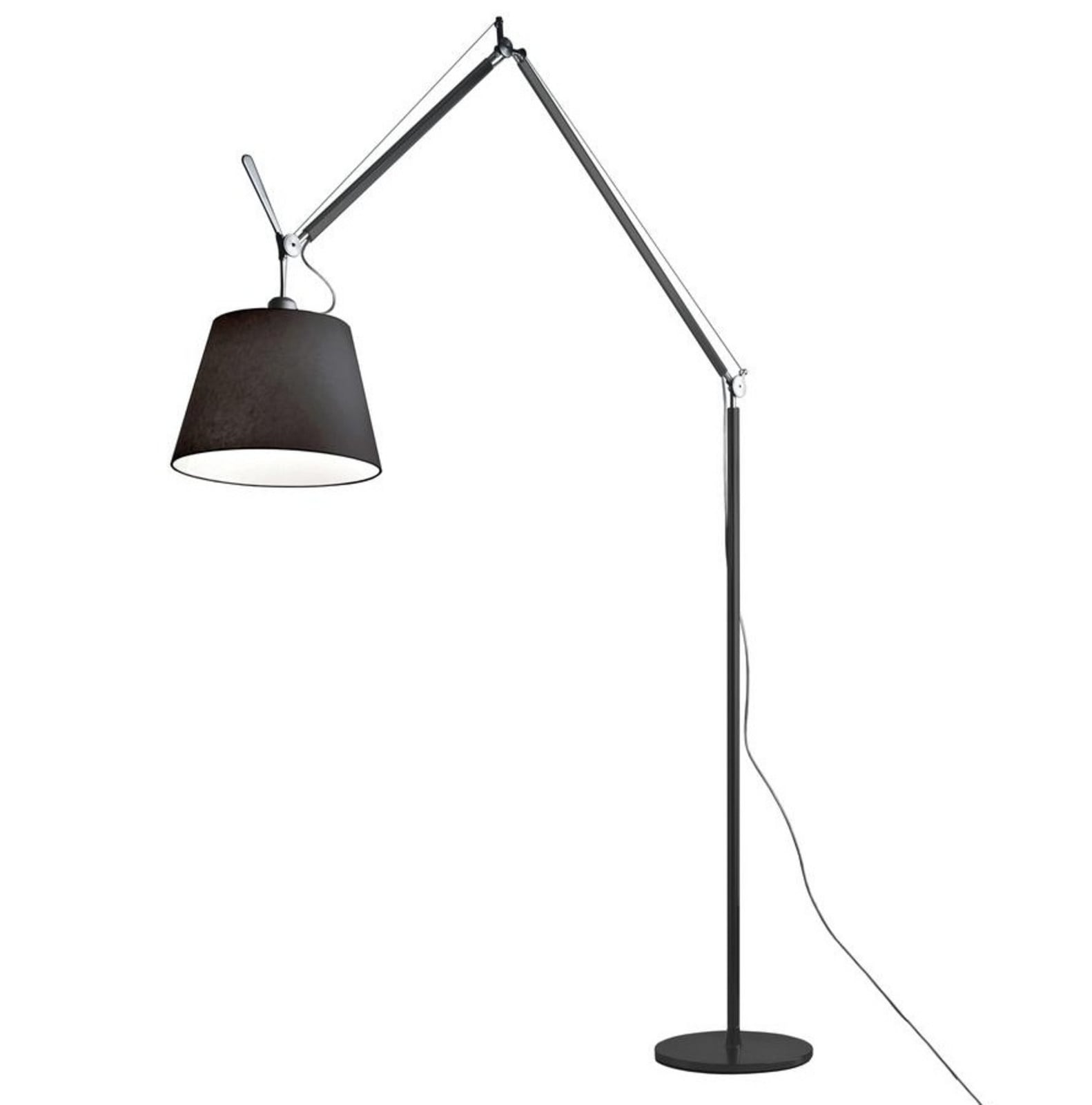 Tolomeo Mega Stehleuchte Ø42, satin/schwarz Artemide - Wohnzimmer - Aluminium