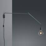 Line wall light with cable and plug, black