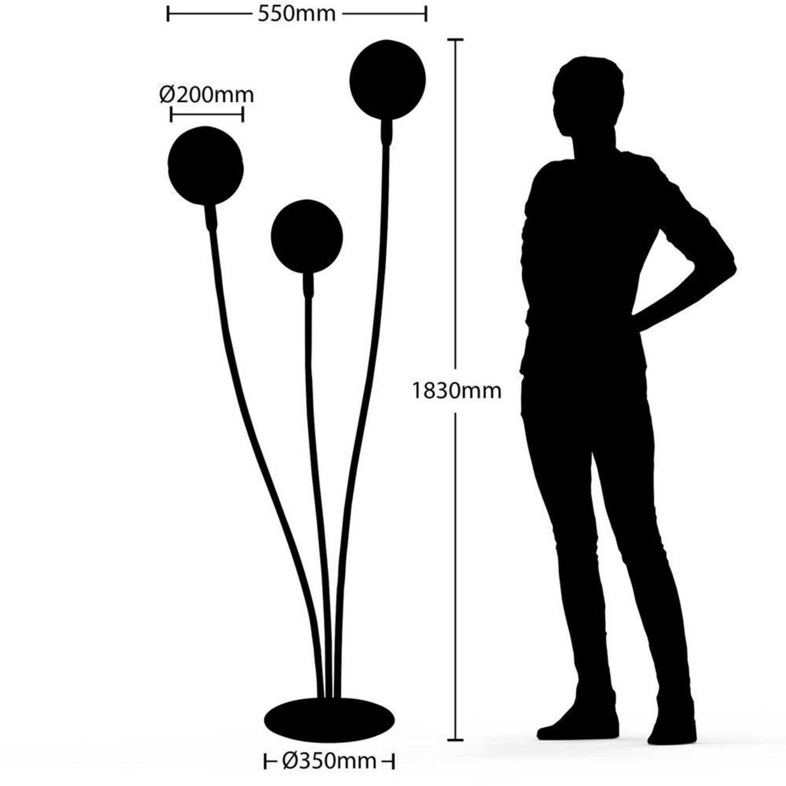 Dustian 3 Podna lampa Crna - Lucande