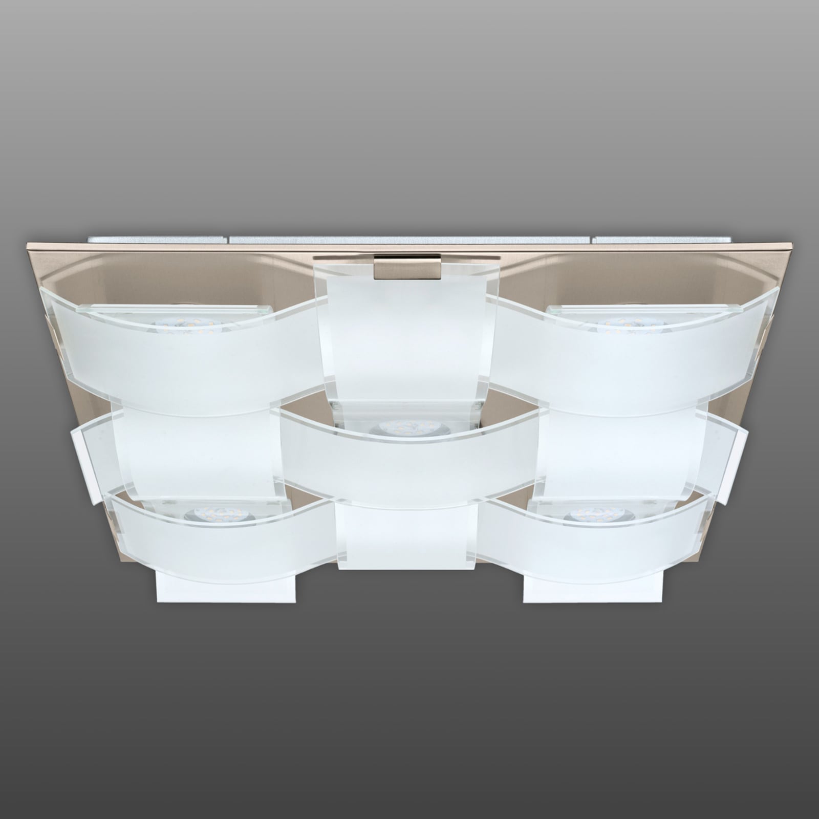 EGLO Guadiano Nine Lamp LED Ceiling, for Living / Dining Room, Stainless steel, glass, GX53, 7 W, energy efficiency: A+, L: 57 cm, W: 57 cm, H: 8 cm