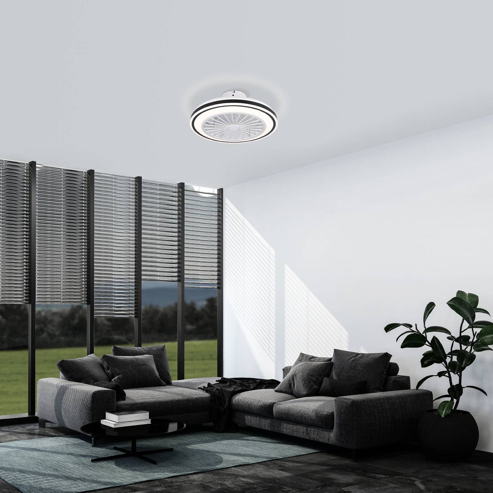 Almeria loftventilator LED CCT hvid/sort
