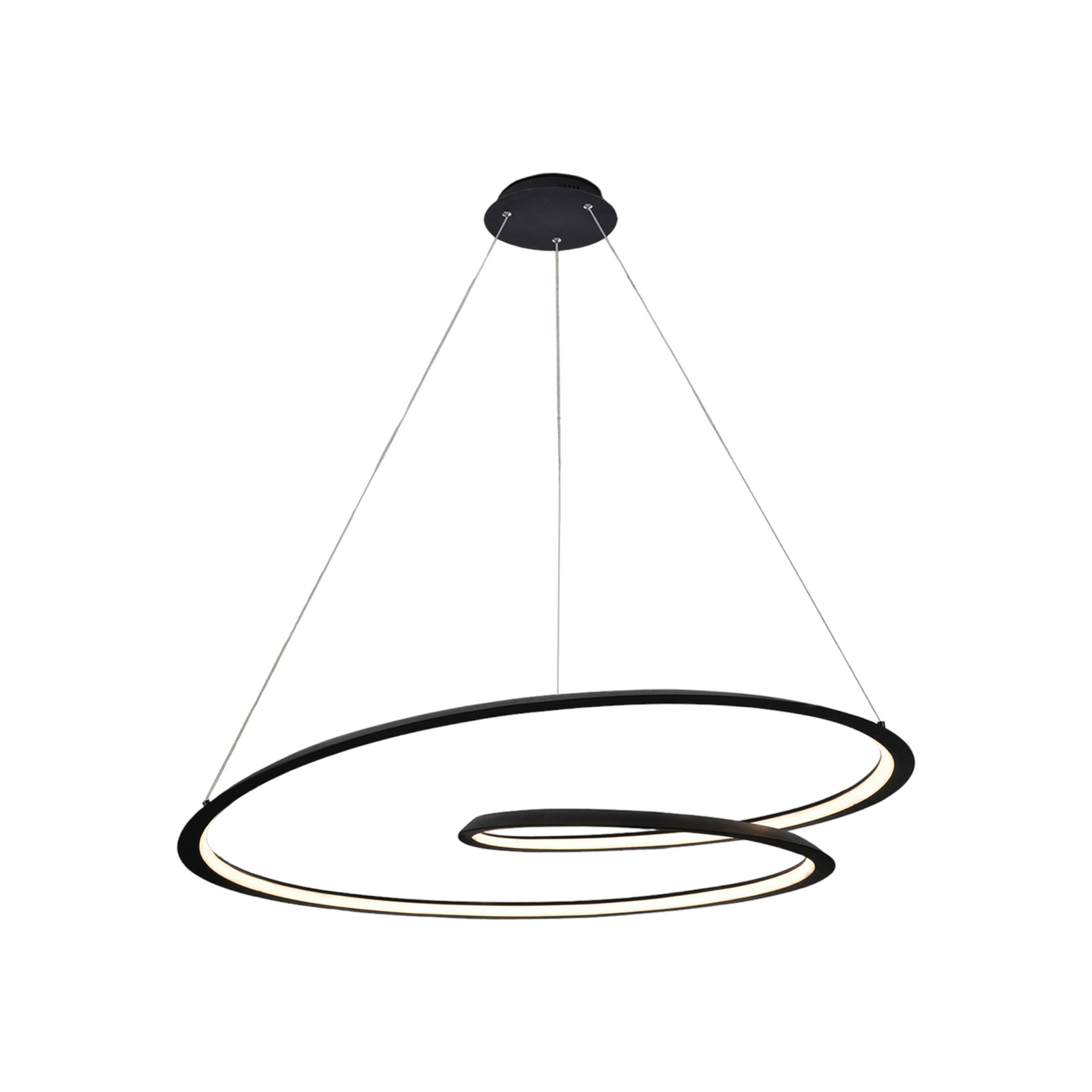 Looping LED pendant light, black. Metal, aluminium. Ø 97 cm