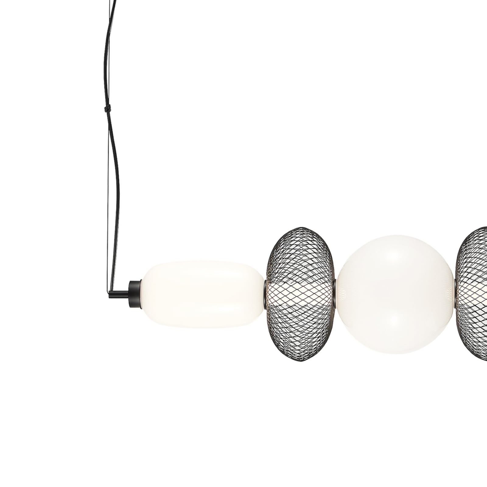 LED-riippuvalaisin Arame, musta/valkoinen, lasi, pituus 93,5 cm