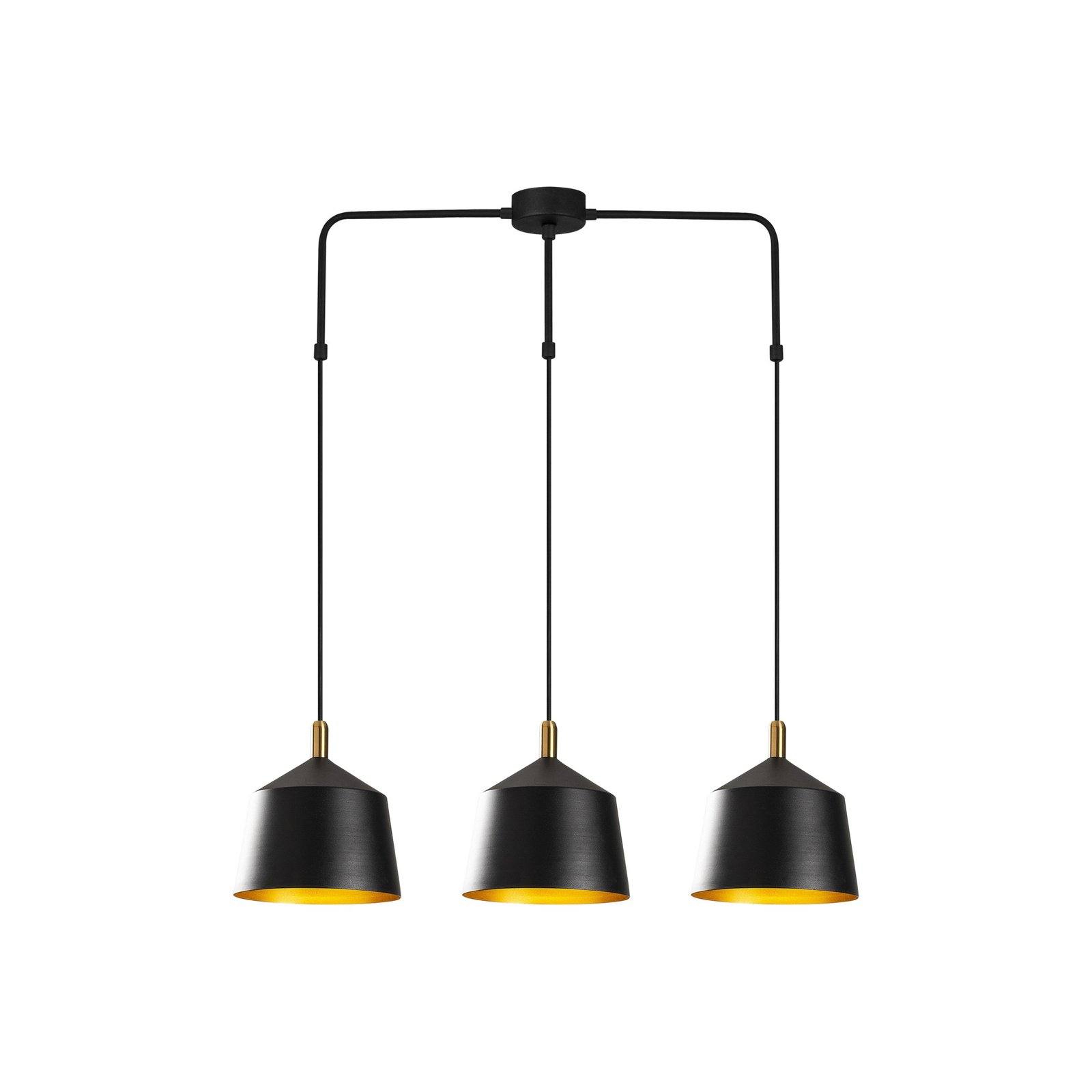 Hanglamp Saglam 3778 3-lamps lineair zwart/goud