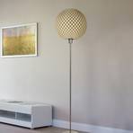 Woven floor lamp, globe, cream-white