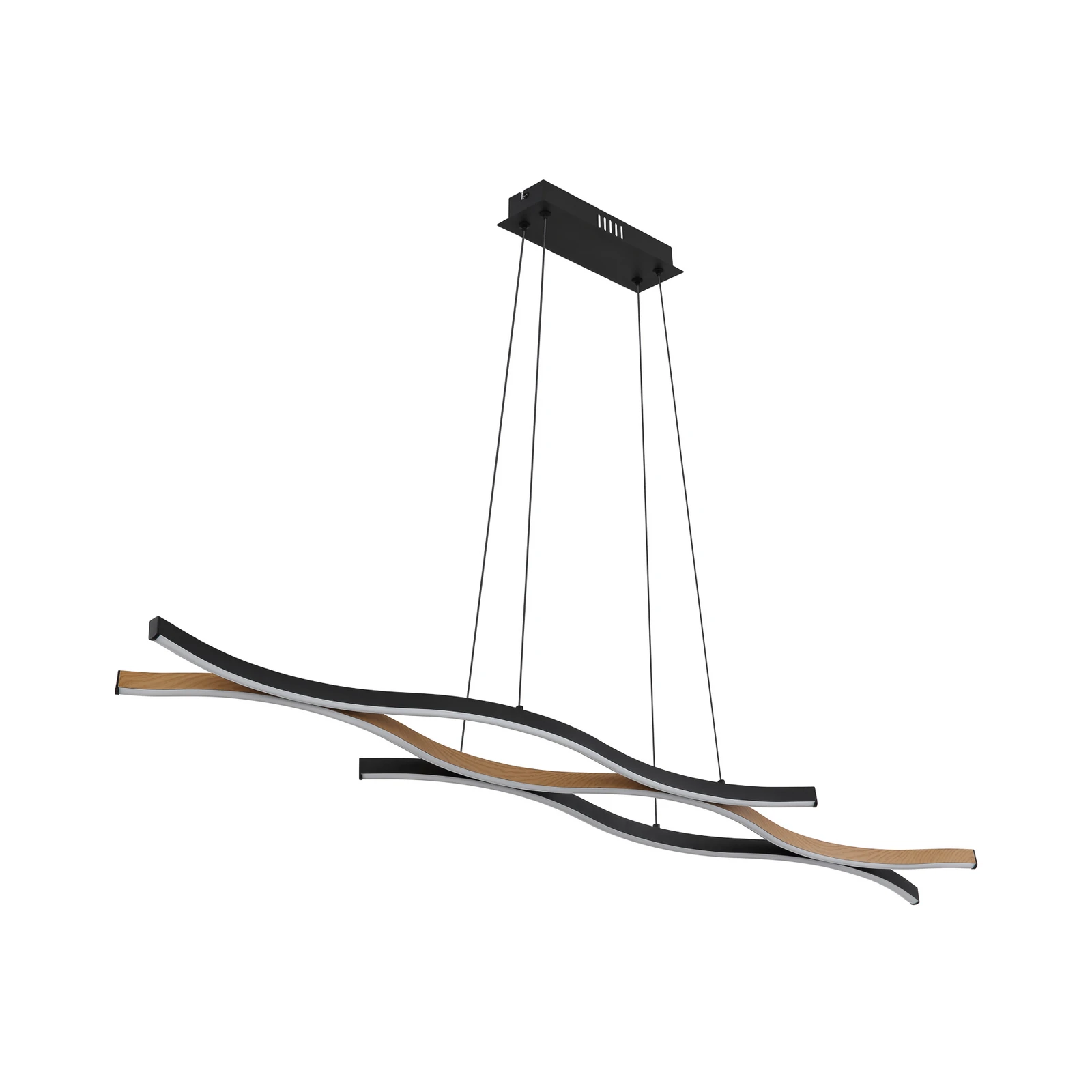 LED κρεμαστή λάμπα Geronimo, μήκος 108 cm, μαύρο/εμφάνιση ξύλου