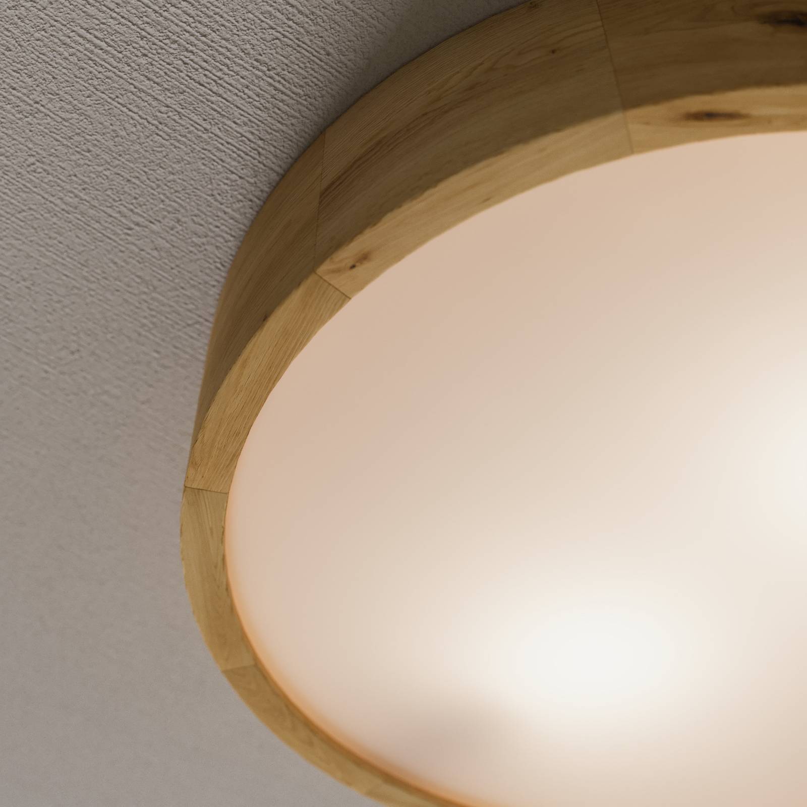 Envostar Lampa sufitowa Kerio, Ø 37 cm, drewno dębowe naturalne