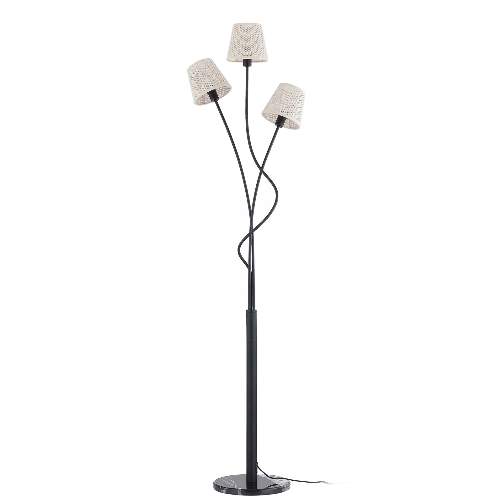 Lindby Torvy vloerlamp 3-lamps zwart/wit