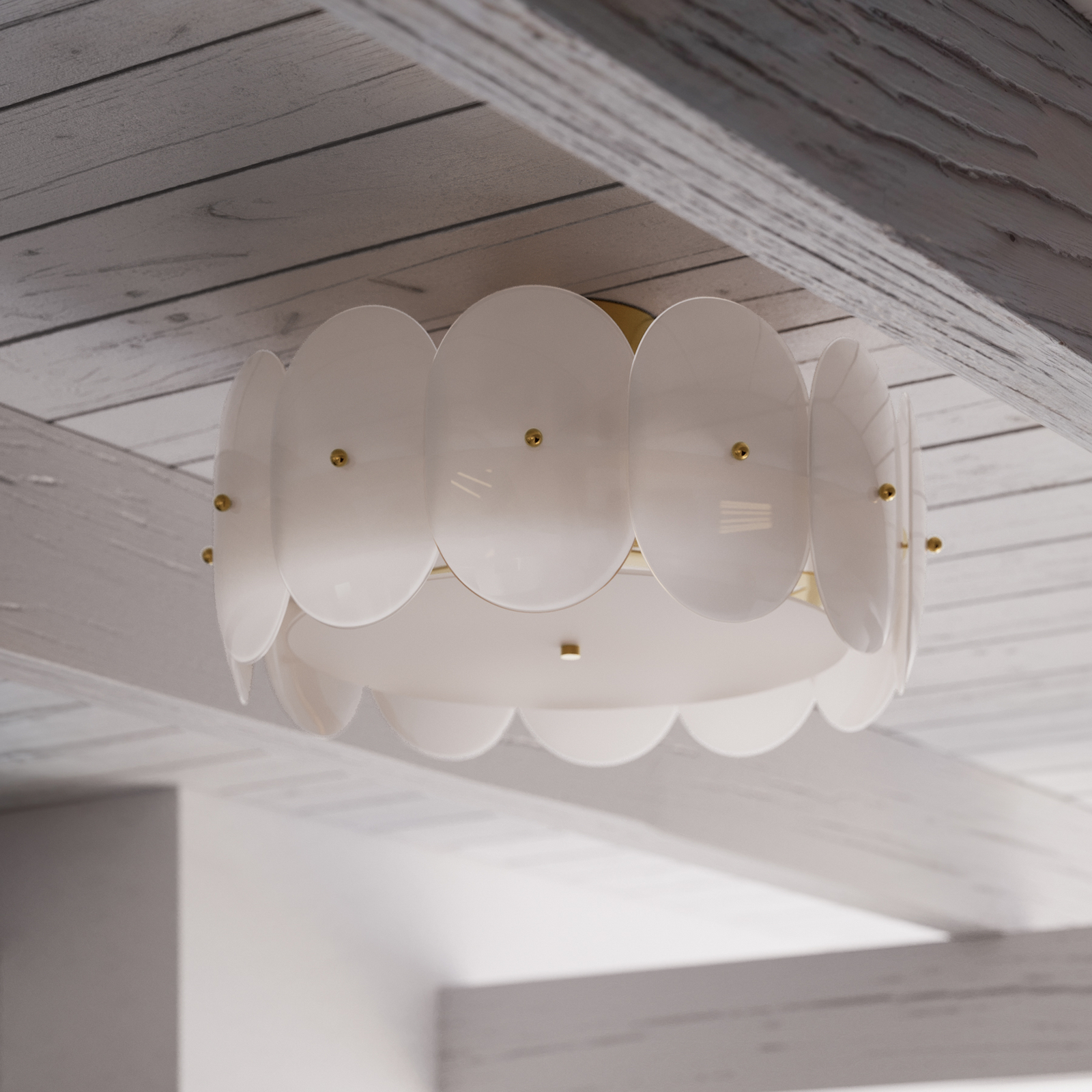 By Rydens Deckenleuchte Omlott, messing/weiß, Ø 53 cm